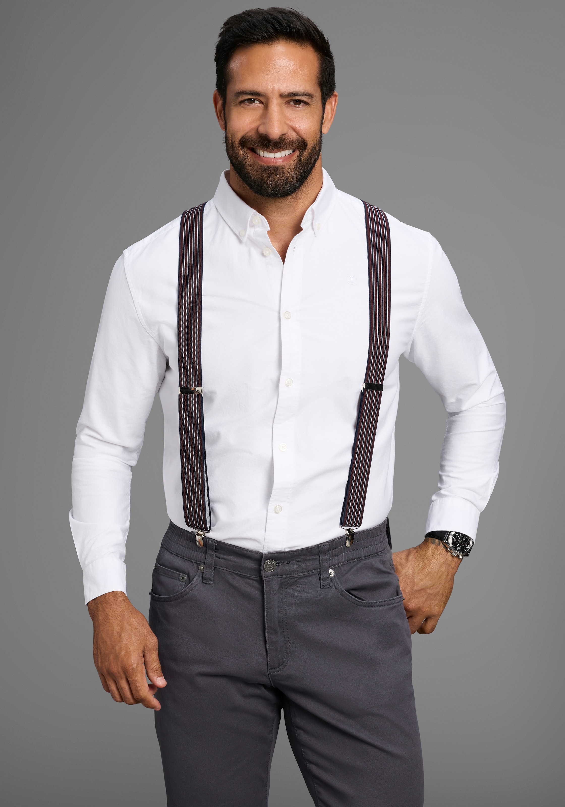 Image of Mans World Hosenträger in bequemer Breite & extra Länge bis 130cm - im Streifendesign