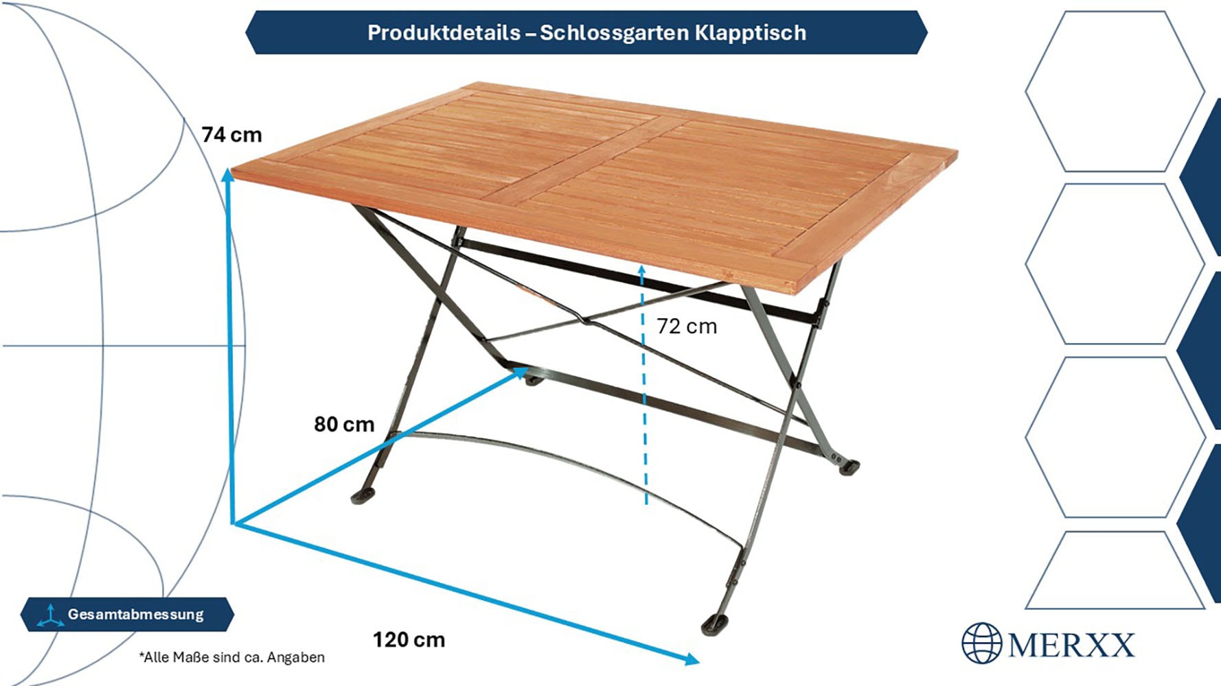 MERXX Table de jardin »Schlossgarten« 80x120 cm