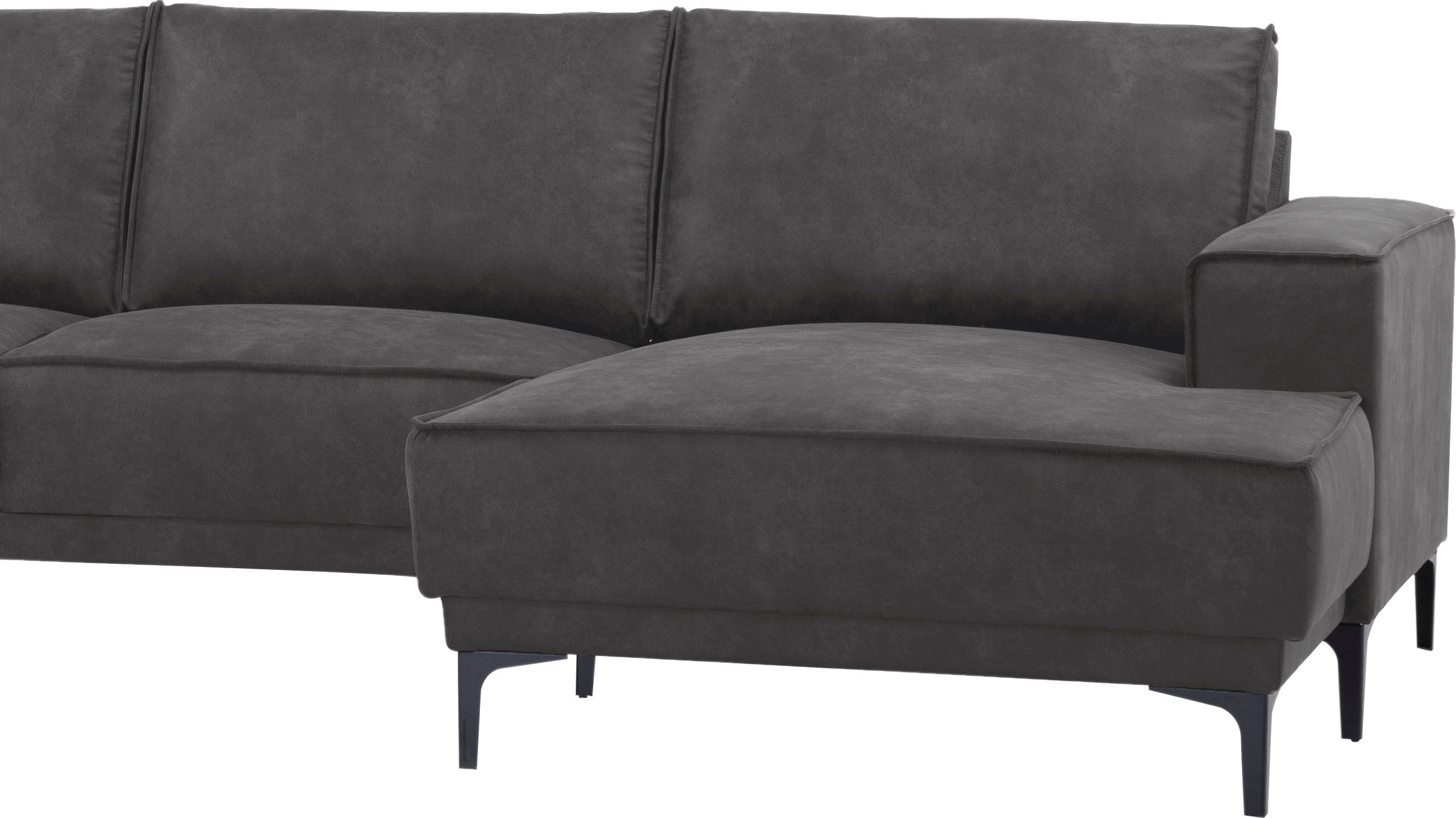 Places of Style Wohnlandschaft »XXL Sofa Oland, Struktur, Flachgewebe, Luxus-Microfaser, Boucle«, U-Form, 345 cm, Wellenunterfederung, Skandi-Design, Metallfüsse