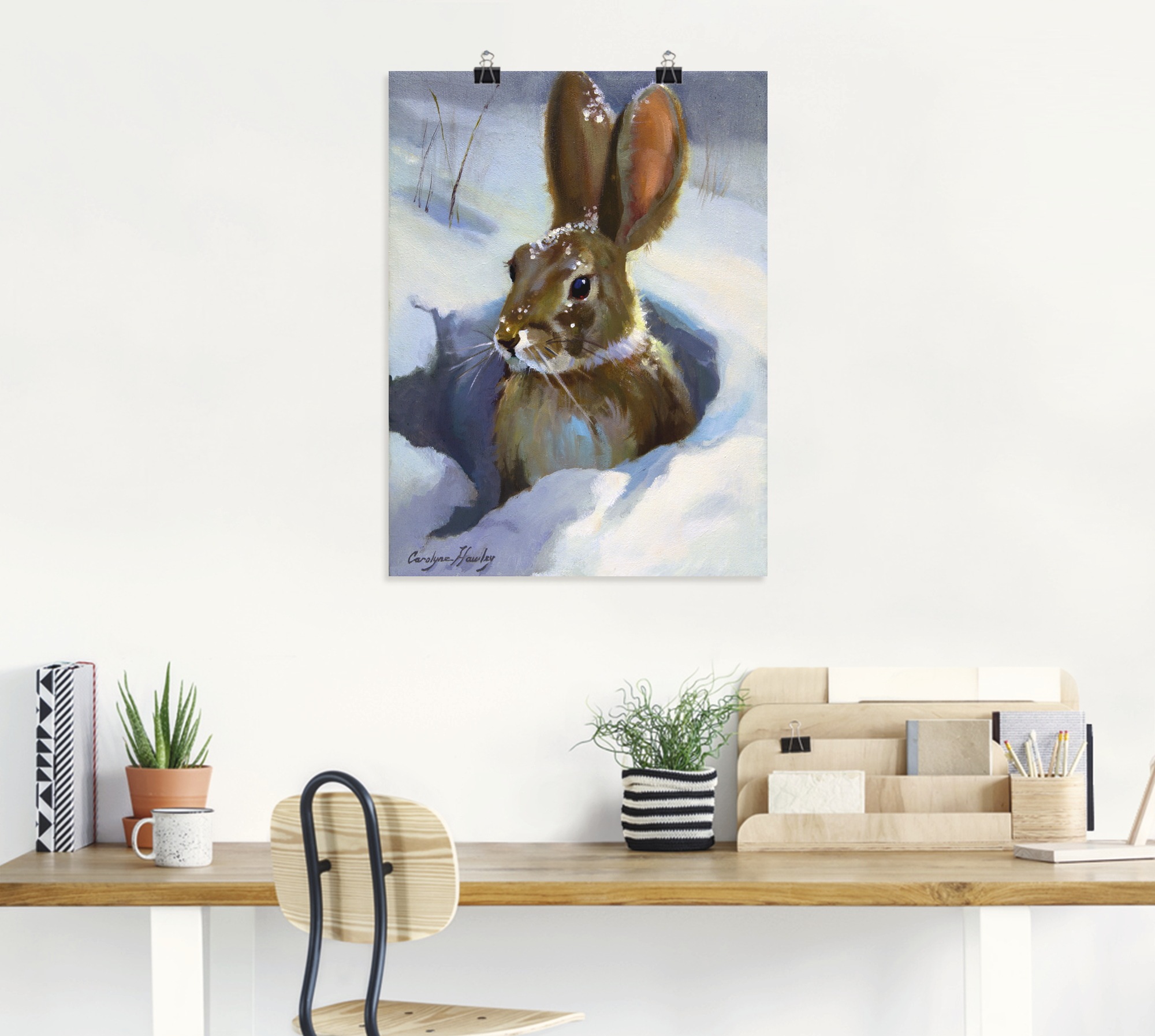 Image of Artland Wandbild »Schneehase«, Wildtiere, (1 St.), in vielen Grössen & Produktarten - Alubild / Outdoorbild für den Aussenbereich, Leinwandbild, Poster, Wandaufkleber / Wandtattoo auch für Badezimmer geeignet bei Ackermann Versand Schweiz