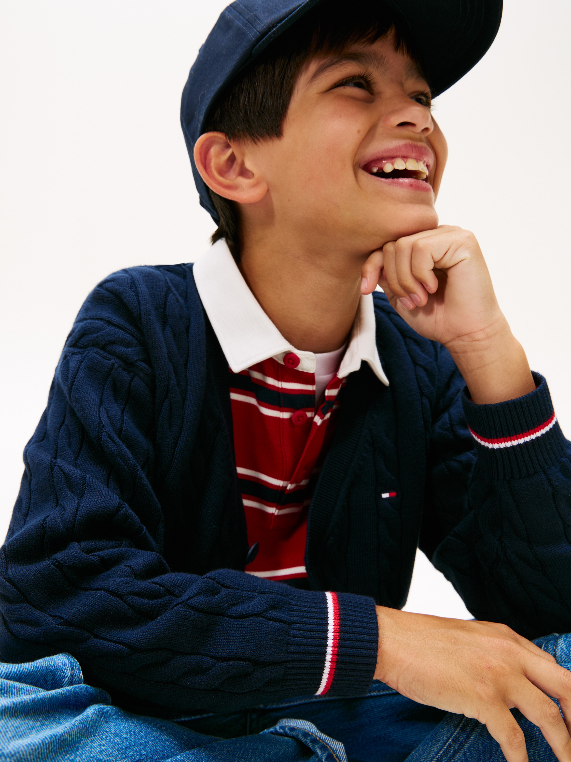 Tommy Hilfiger Strickpullover »COTTON CABLE GLOBAL STRIPE CARDI«, Kinder bis 16 Jahre