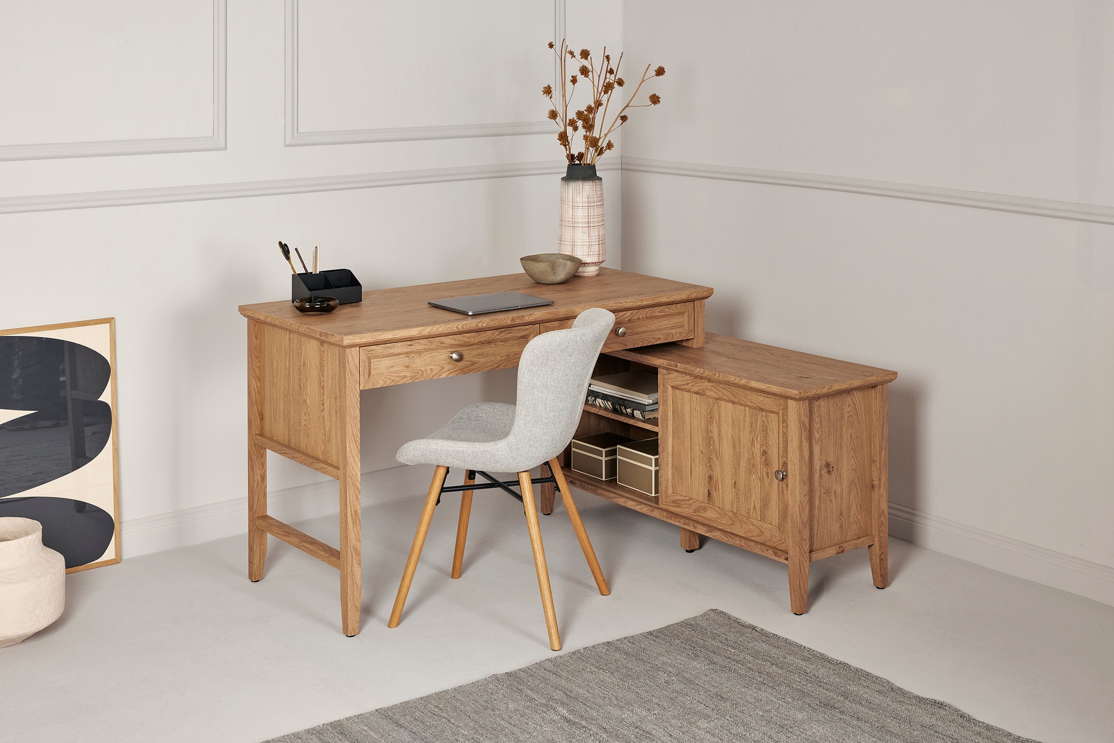 Jahnke Bureau d'angle »CLASSIC C 145 E« montage réversible, avec porte coulissante, dimensions 144,9 x 120 cm