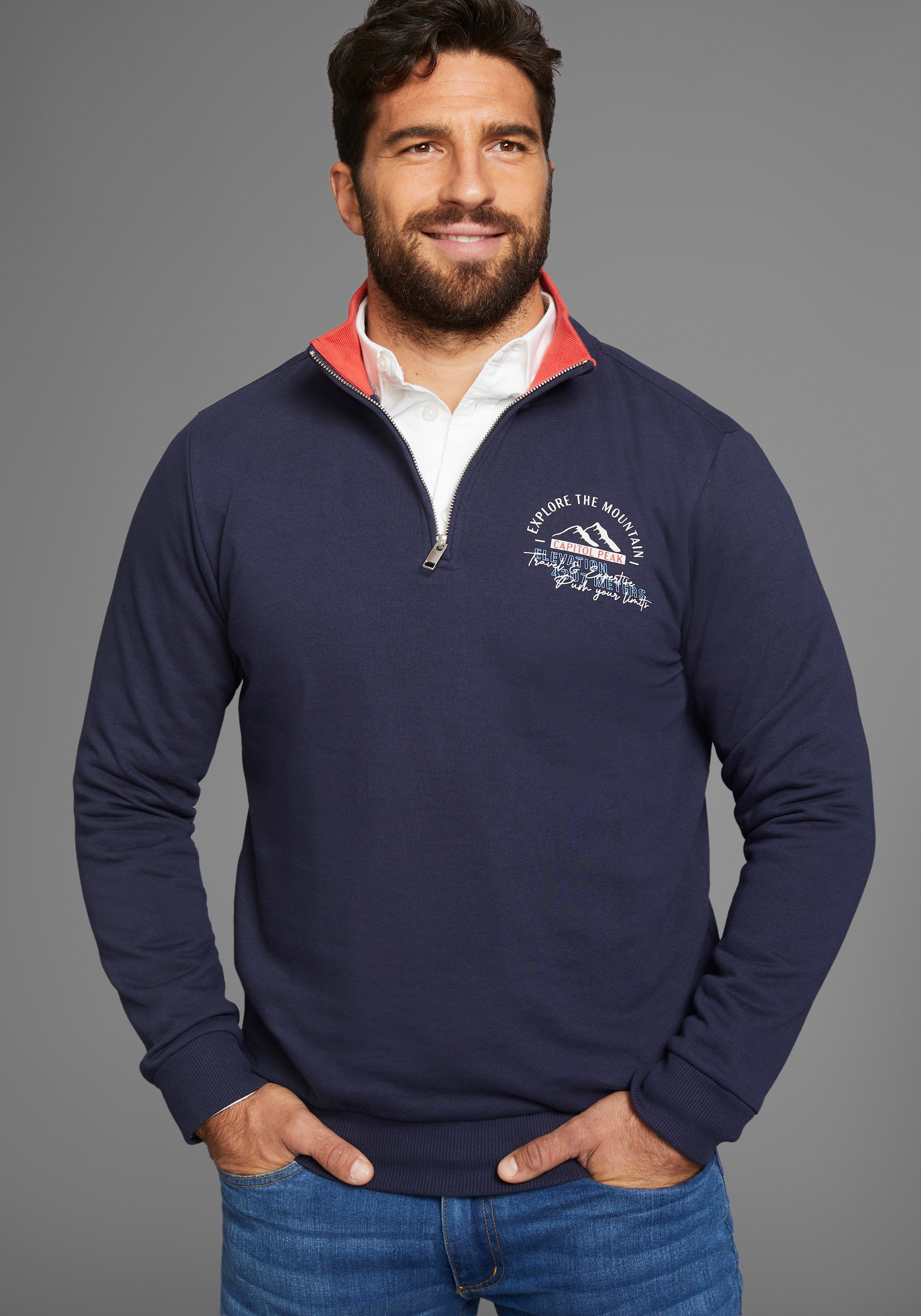 Image of Mans World Sweatshirt, mit Kontrastkragen - Neue Farben