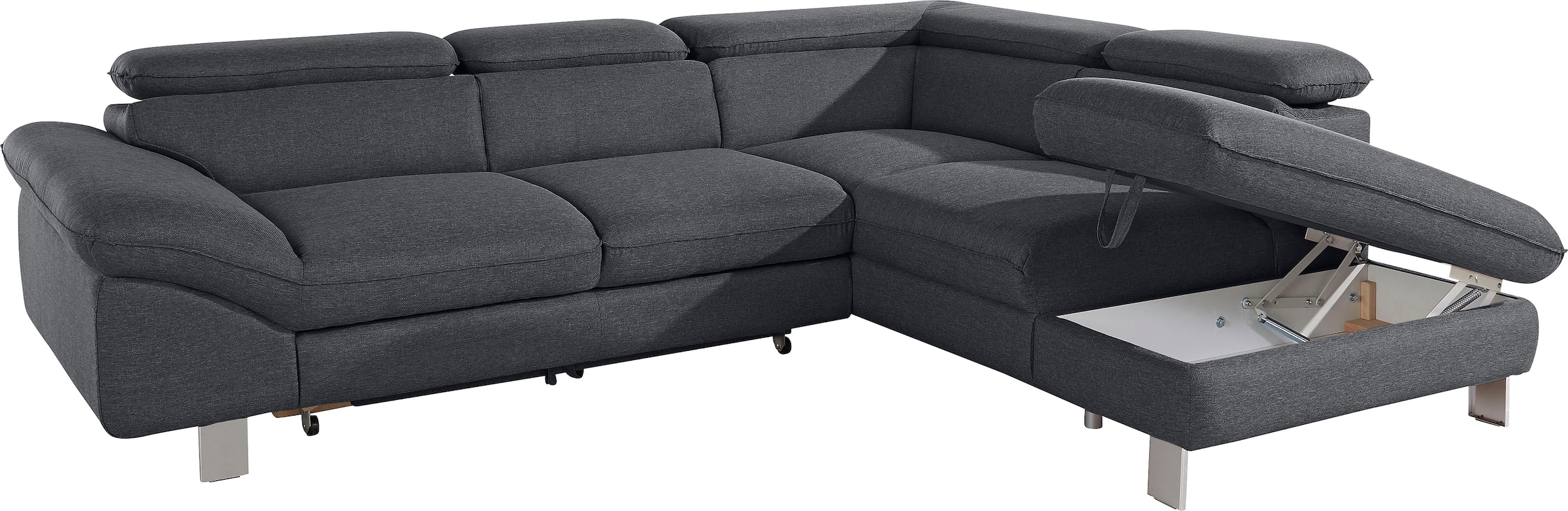 COTTA Polstergarnitur »Driver L-Form«, (Set, 2 tlg.), Set bestehend aus: Ecksofa mit Kopfteilverstellung & Hocker