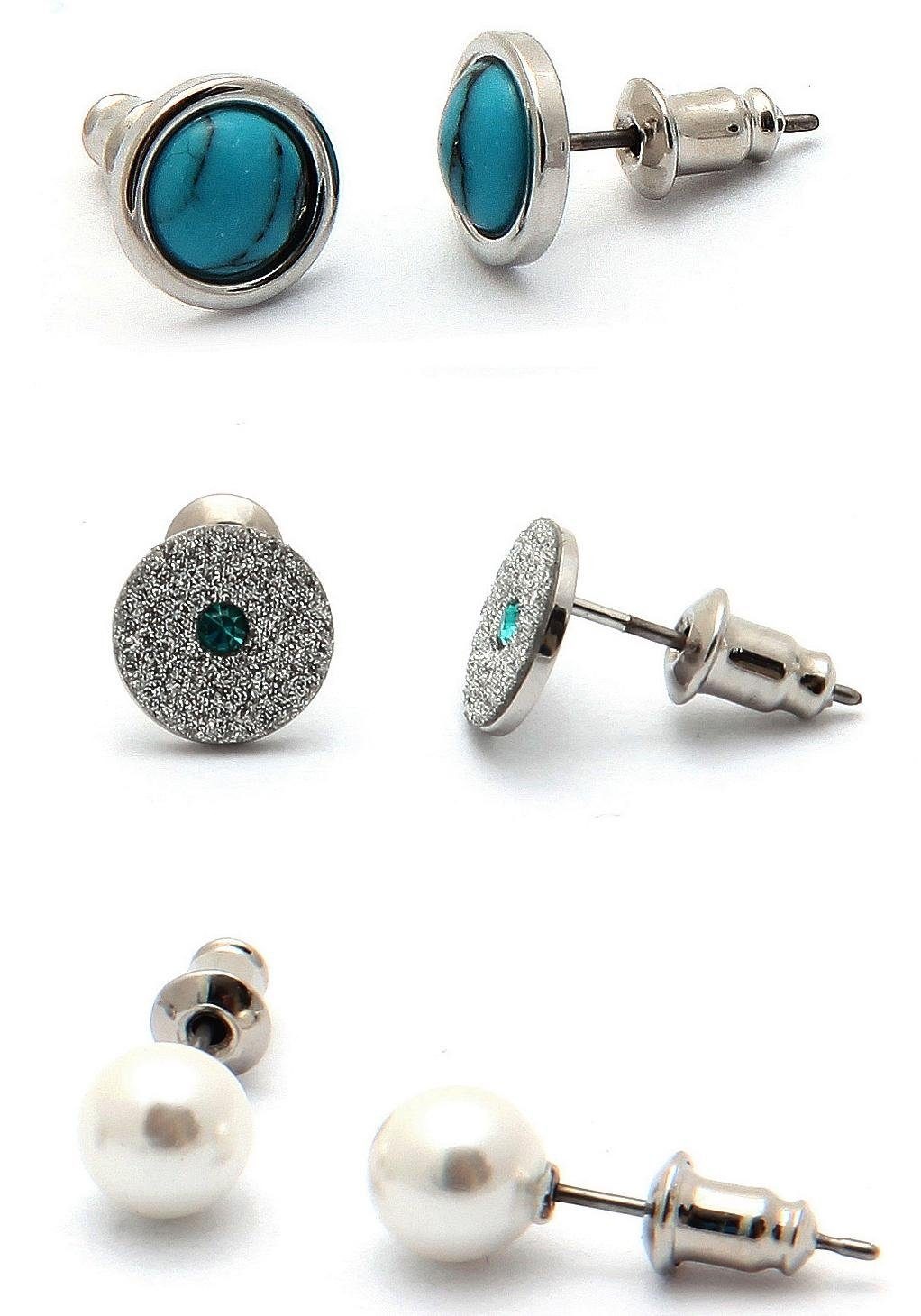 Image of J.Jayz Ohrstecker-Set »in klassischer Optik«, (Set, 6 tlg.), mit Acrylperlen, Glas- und Natursteinen bei Ackermann Versand Schweiz