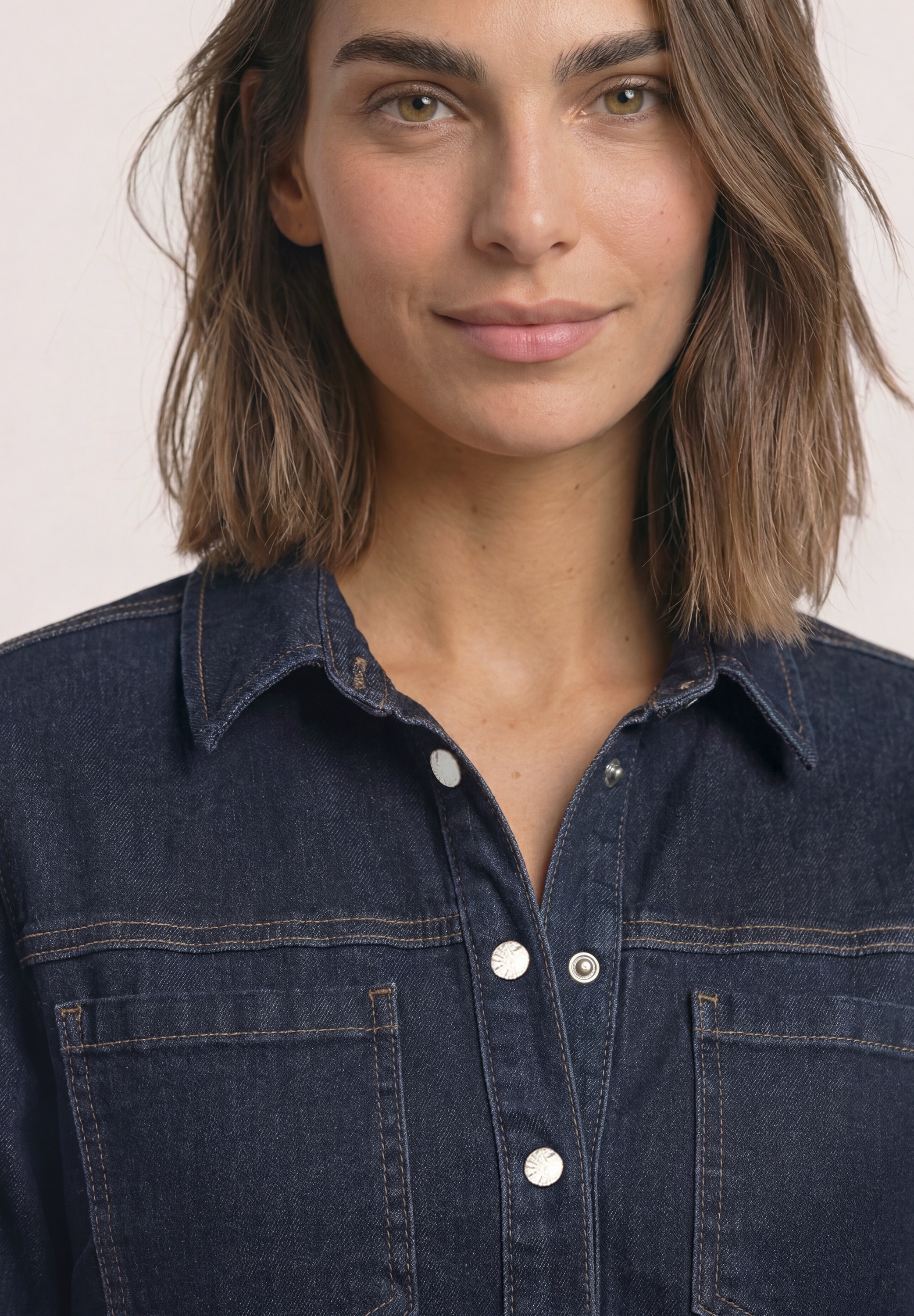 STREET ONE Robe en jean Poches poitrine Robe d'été en denim longue jusqu'aux genoux avec manches 3/4