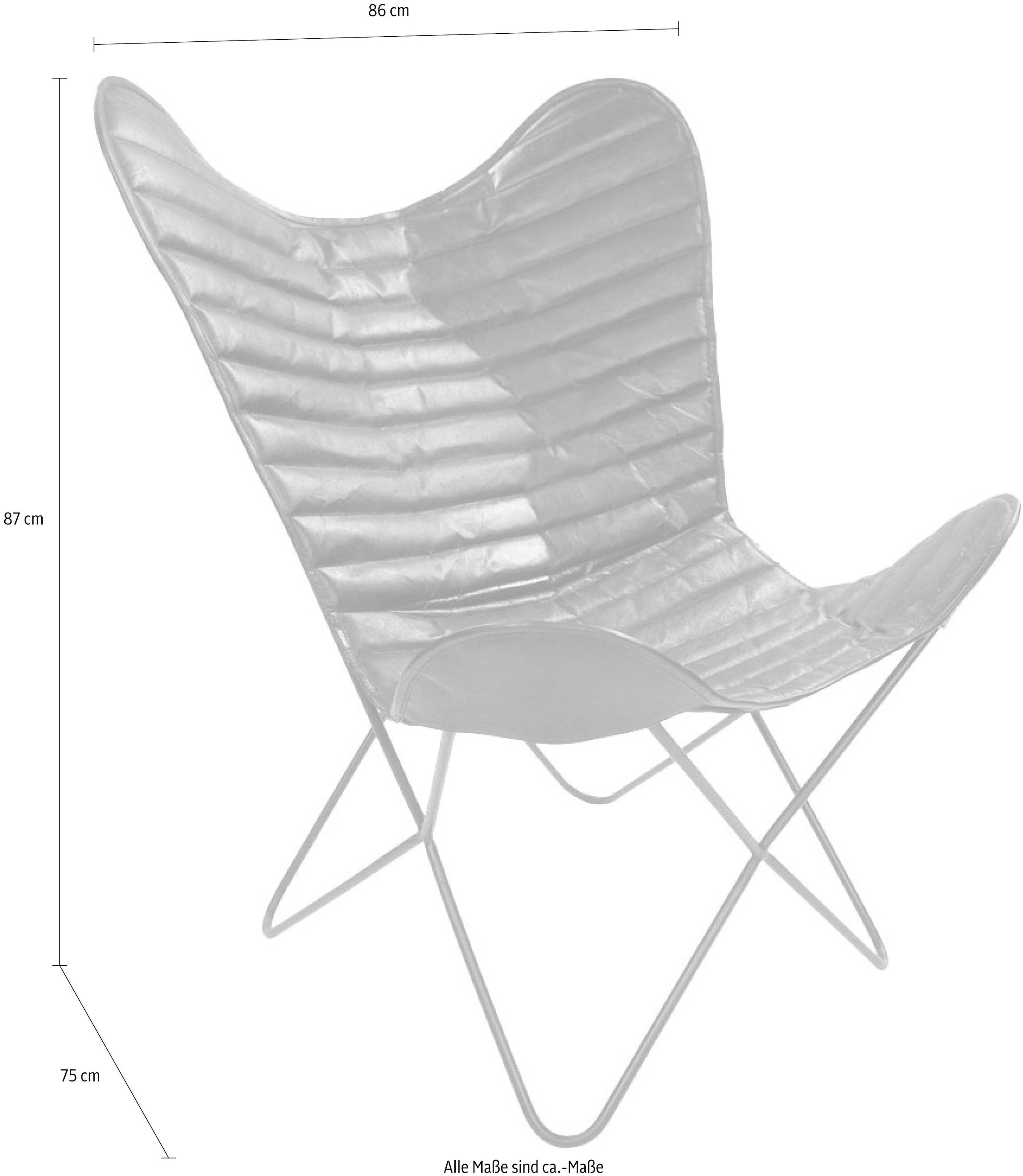 Kayoom 4-Fussstuhl »Schmetterling Stuhl Santiago, Schmetterlingsstuhl aus Leder«, 1 St., pflegeleicht, hochwertig, hochwertig verarbeitet, hoher Sitzkomfort