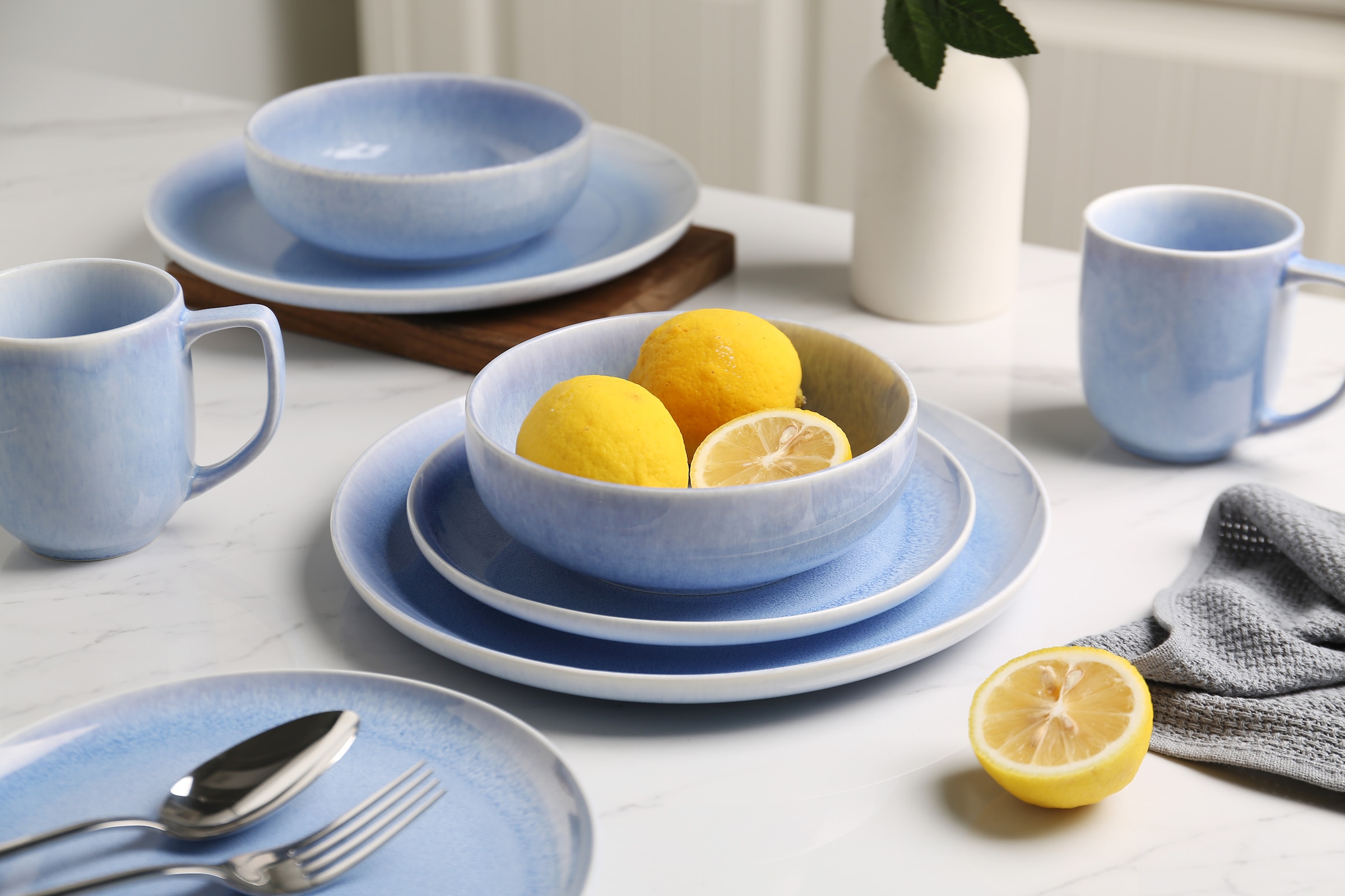 GOODproduct Geschirr-Set »Flett, mit Reaktivglasur« Teller Set, spülmaschinenfest und mikrowellengeeignet