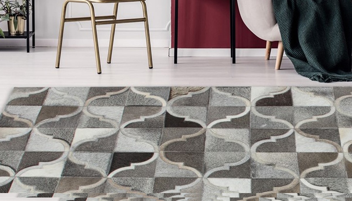 Image of Kayoom Fellteppich "Lavish 310 Lederteppich" rechteckig 8 mm Höhe Patchwork-echtes Leder-Fell, Wohnzimmer