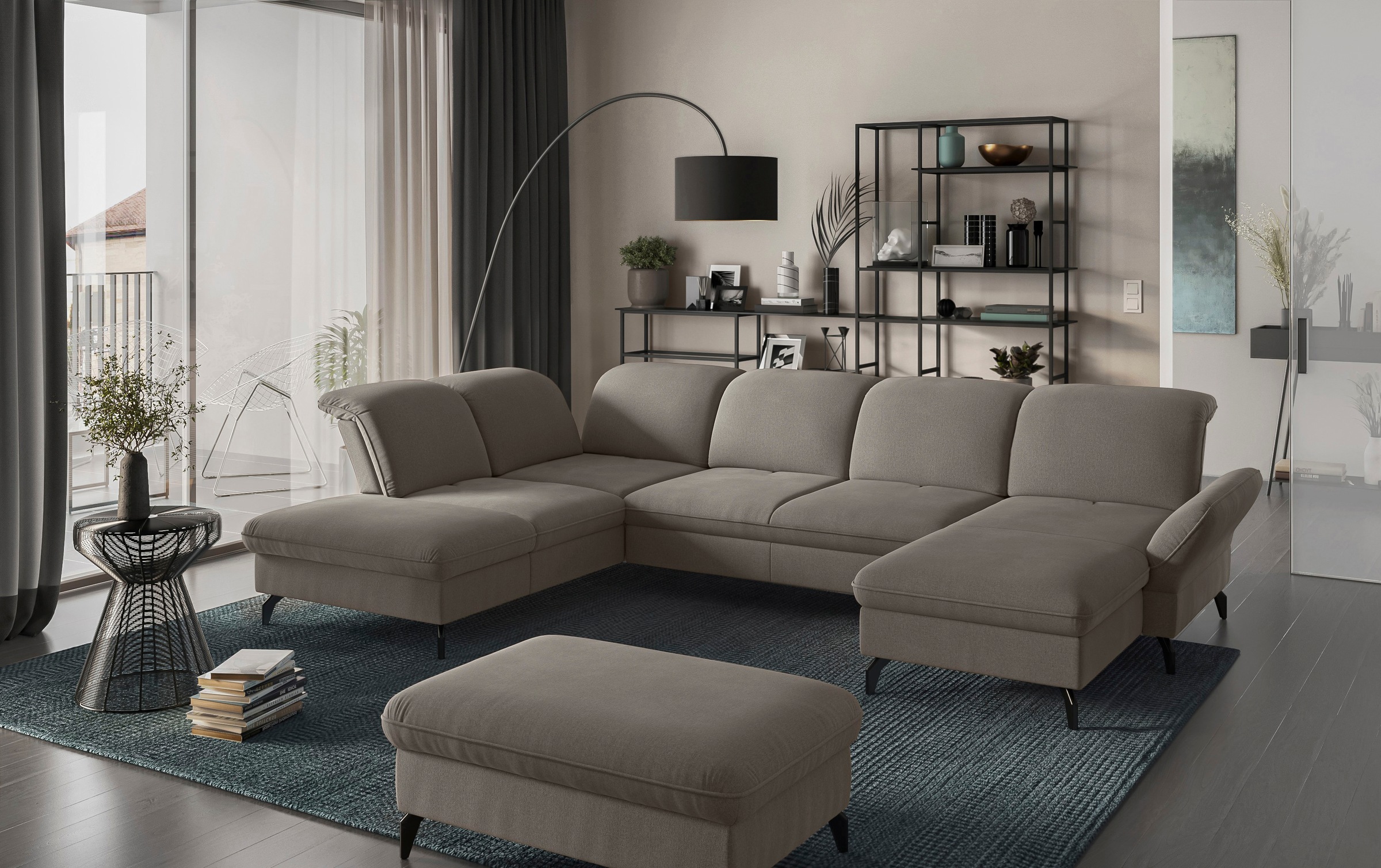 sit&more Wohnlandschaft »Leandro U-Form«, Wahlweise mit Bett-, Kopfteil - und Armlehnfunktion, sowie Bettkasten