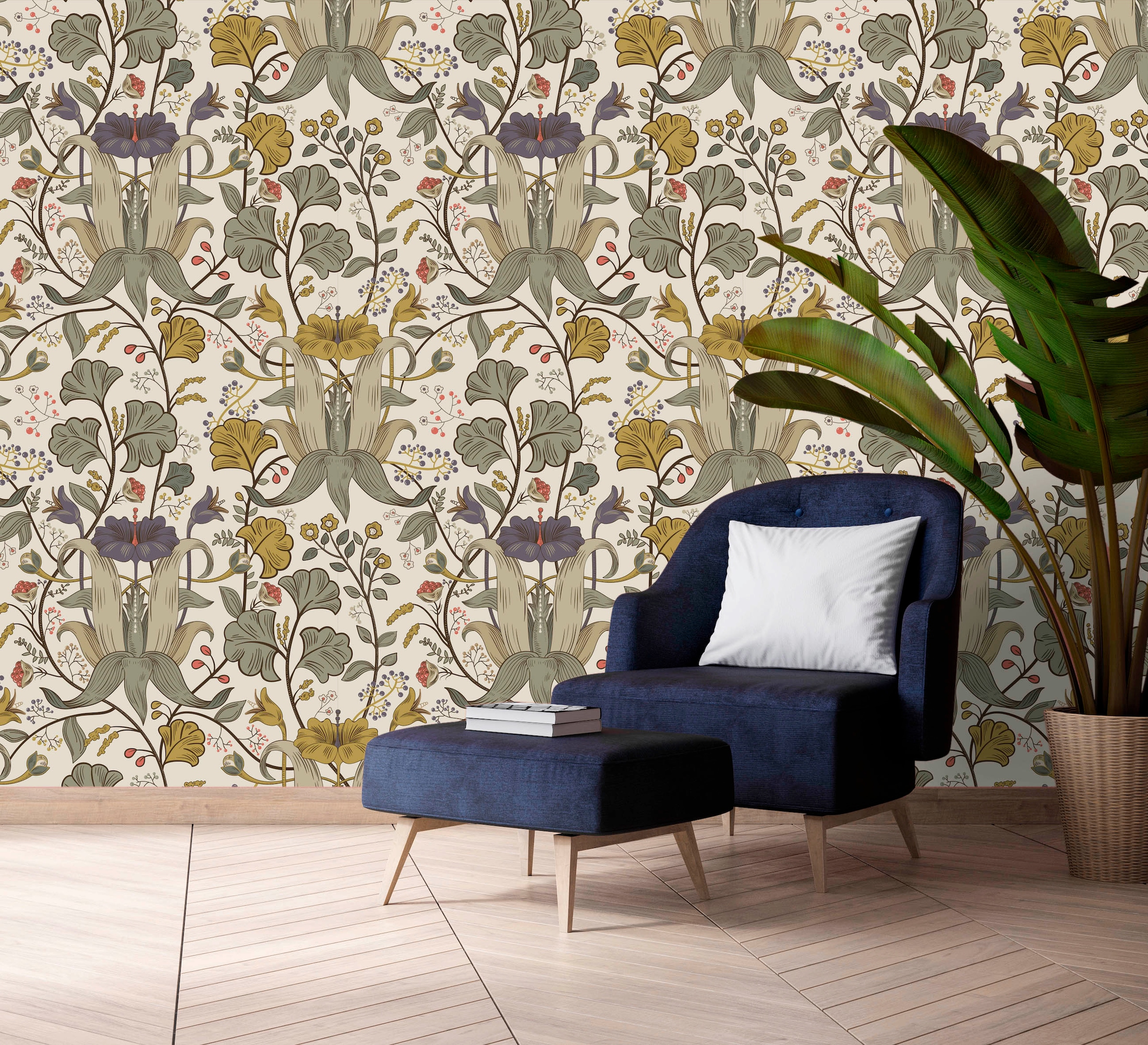 queence Papier peint vinyle »Melinda« Motif | botanique | floral | imprimé | naturellement | à motifs 90x250cm, selbstklebend, kinderleichte Anbringung, , Sticker