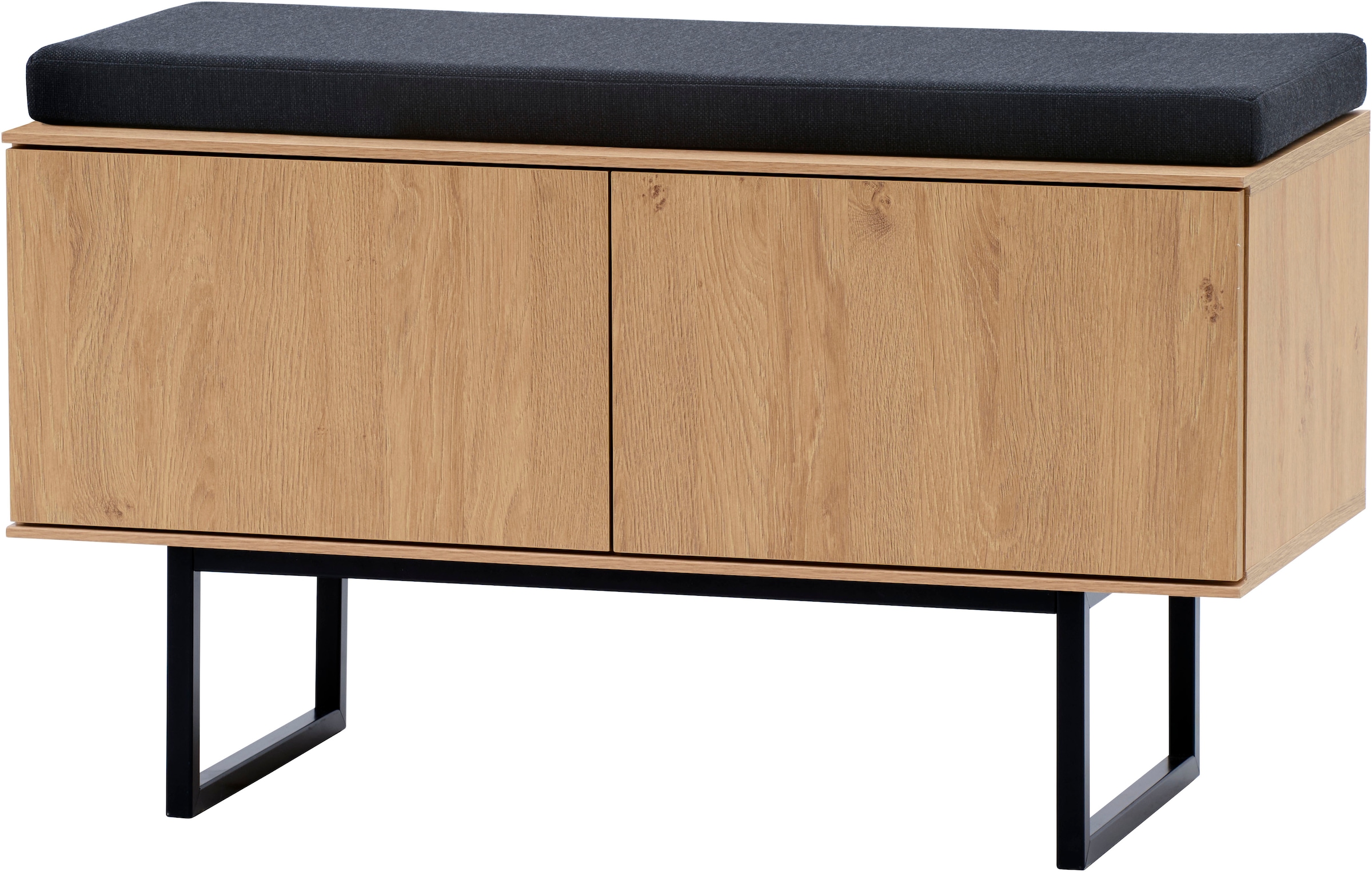 Image of Home affaire Schuhbank "Lund, Garderobenbank mit Klappen, moderne Sitzbank, Polsterbank" viel Stauraum, Platz für ca. 6 Paar Schuhe, 90 cm breit