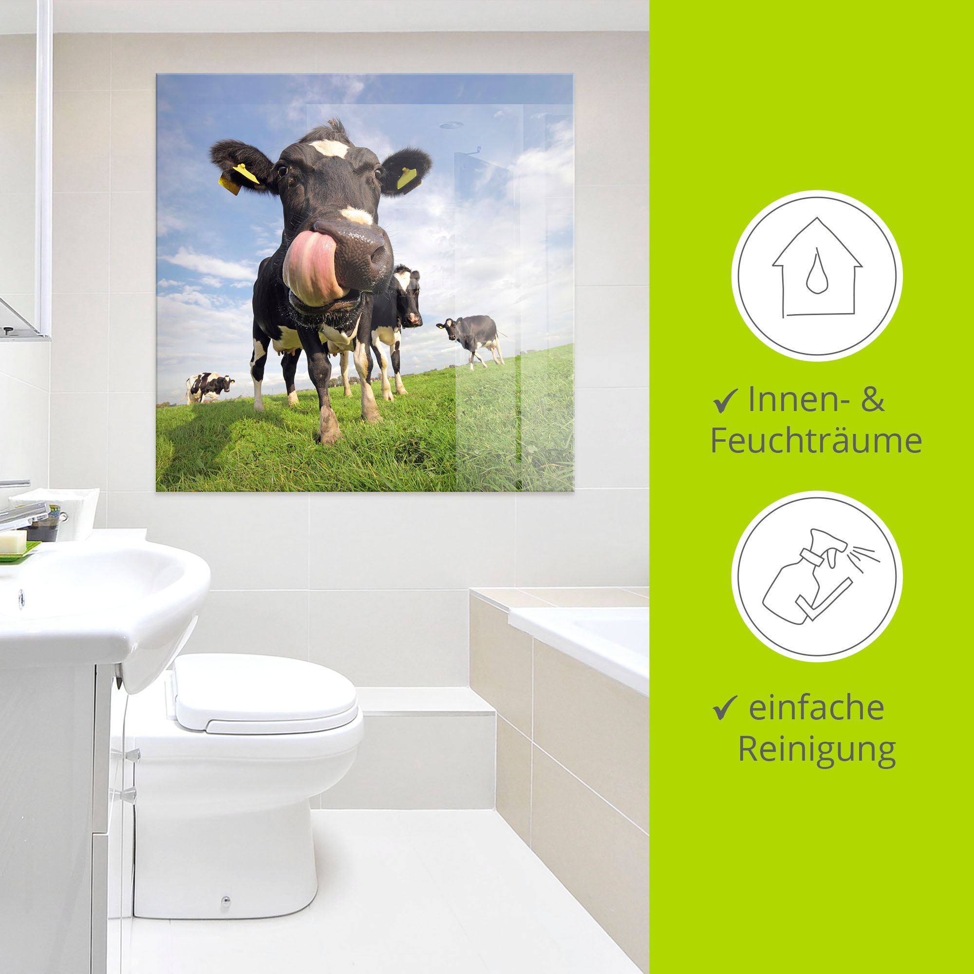 Artland Tableau en verre »Holstein-Kuh mit gewaltiger Zunge« 1 cuis tlg. in verschiedenen Grössen