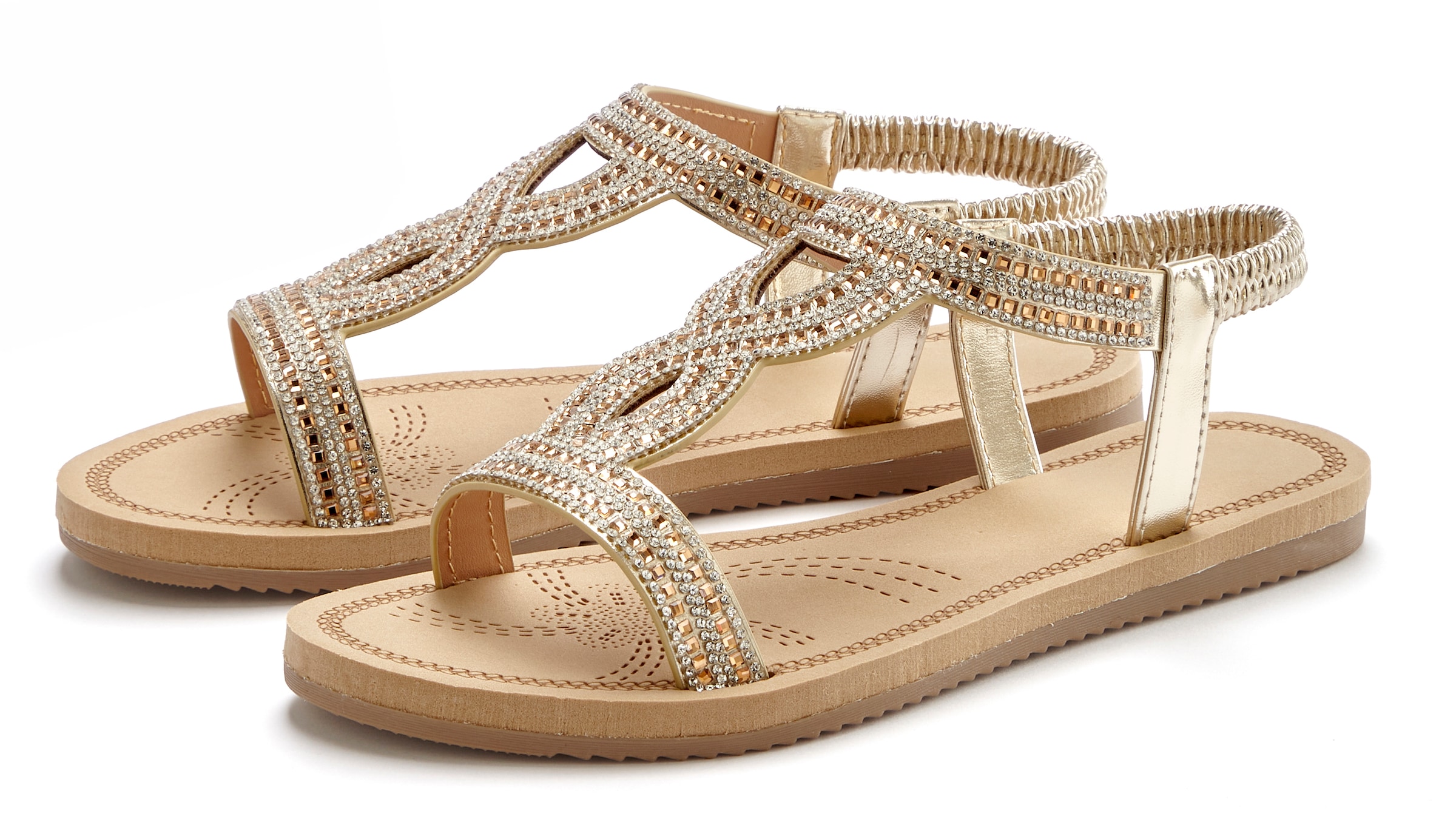 Image of Vivance Sandale "Sandalette, Sommerschuh, offener Schuh" mit elastischen Riemchen und Glitzersteinchen VEGAN