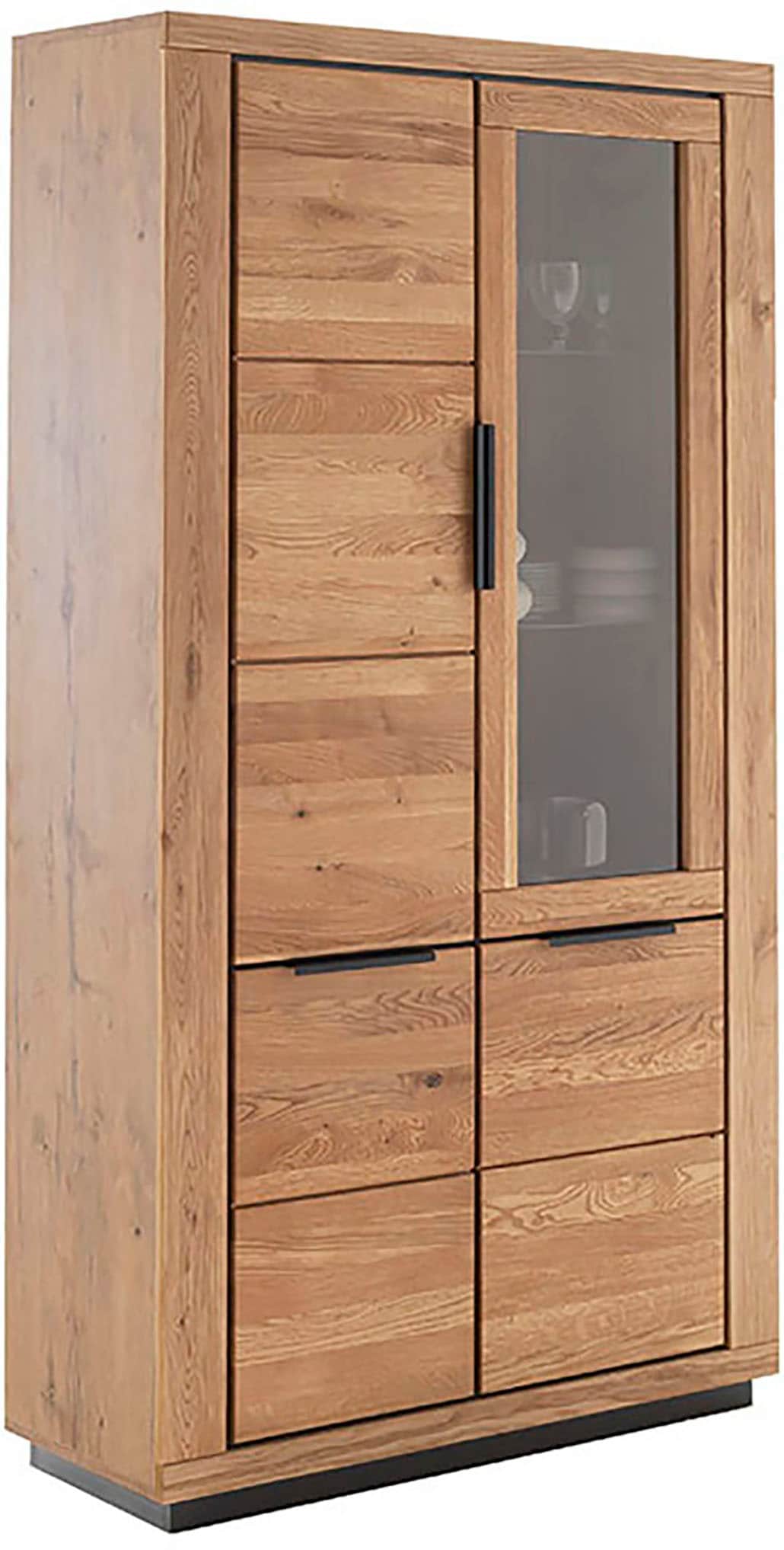 MCA living Vitrine »GRENO Vitrine gross«, (1 St.), aus massiver Wildeiche, Metallgriffe, Breite 107 cm
