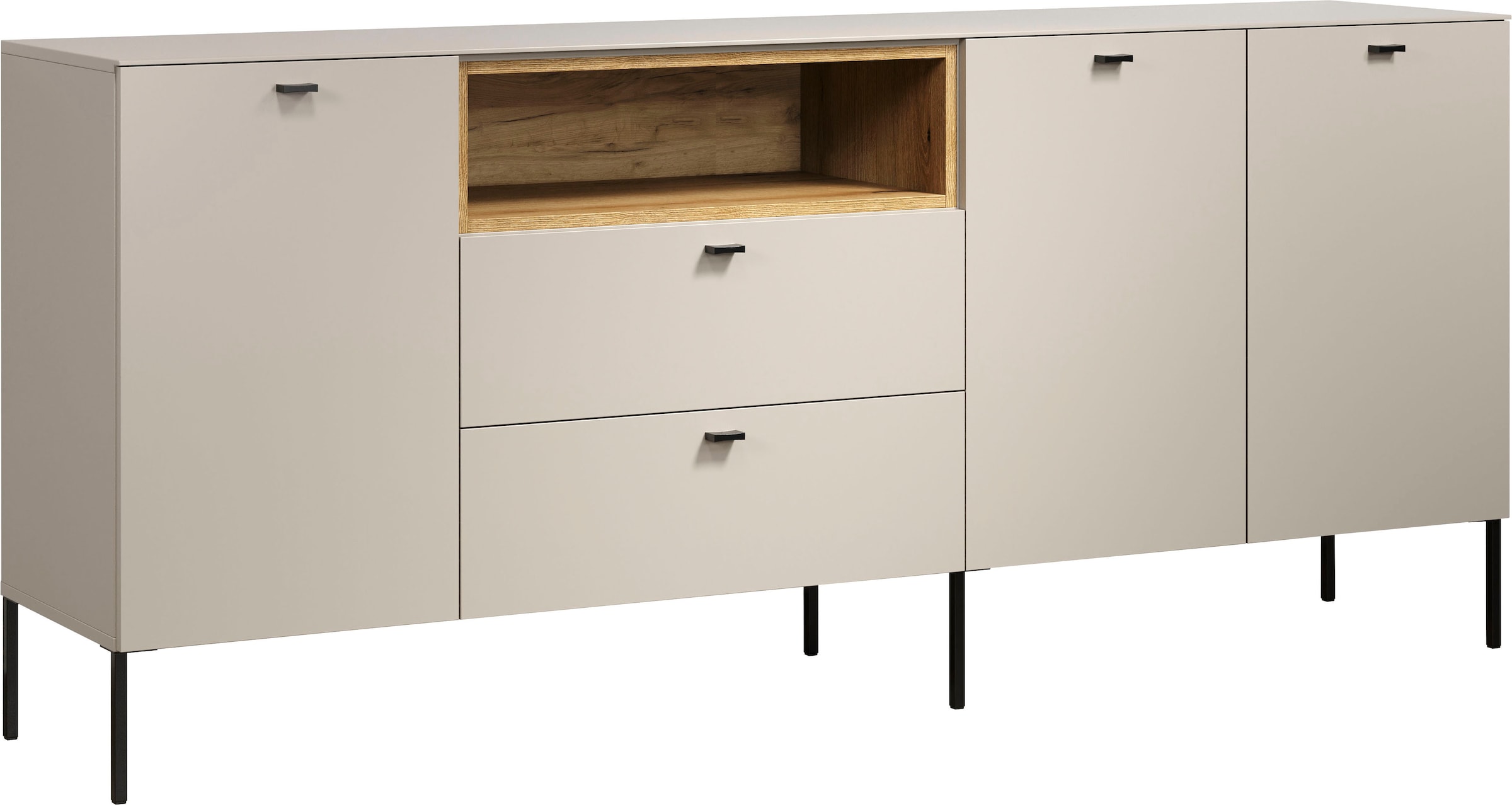 Places of Style Sideboard »San Pedro«, (1 St.), Anrichte mit Griffen und Füssen aus Metall - (B/T/H) 197/42/85 cm