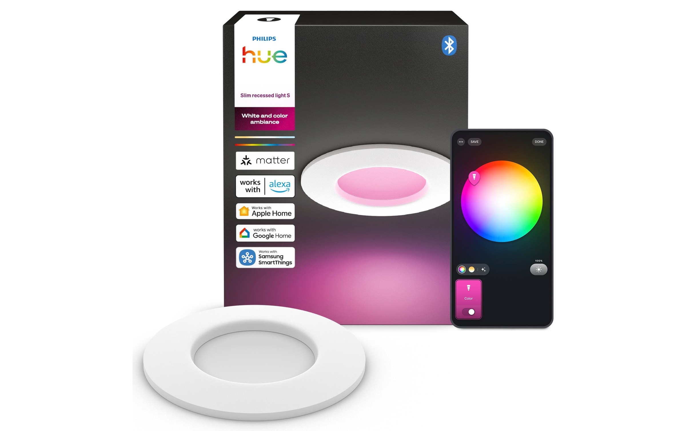 Image of Philips Hue Einbauleuchte "Philips Hue Deckenleuchte WCA Slim Recessed Light S" GU10 RGB warmweiss - kaltweiss