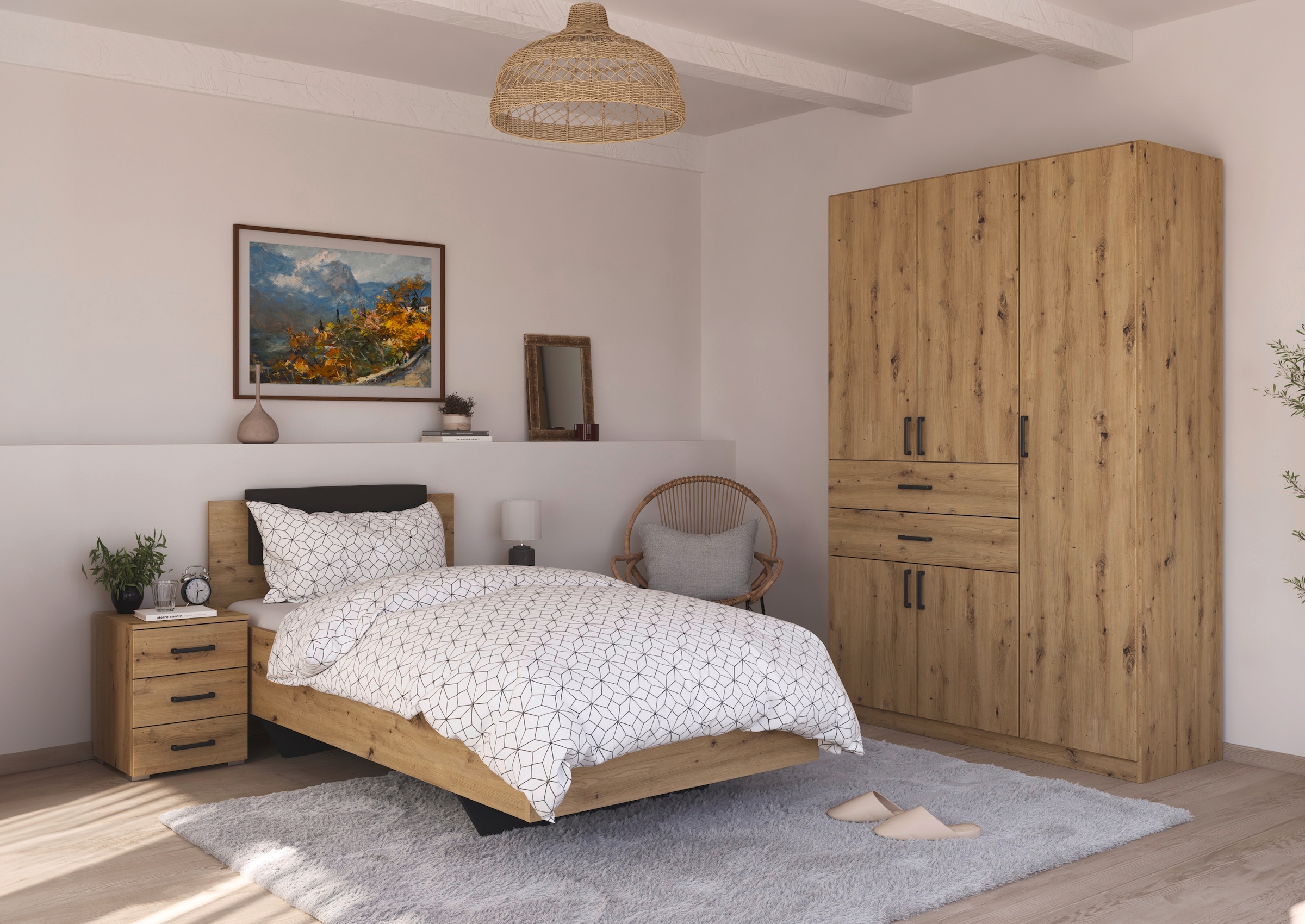rauch Bett »Einzelbett Komfortbett Schlafzimmer für kleine Räume MAIKA« Liegefläche: 100x200 cm, Bettseitenhöhe 47 cm,  schwebende Optik mit abnehmbarer Polsterauflage MADE IN GERMANY