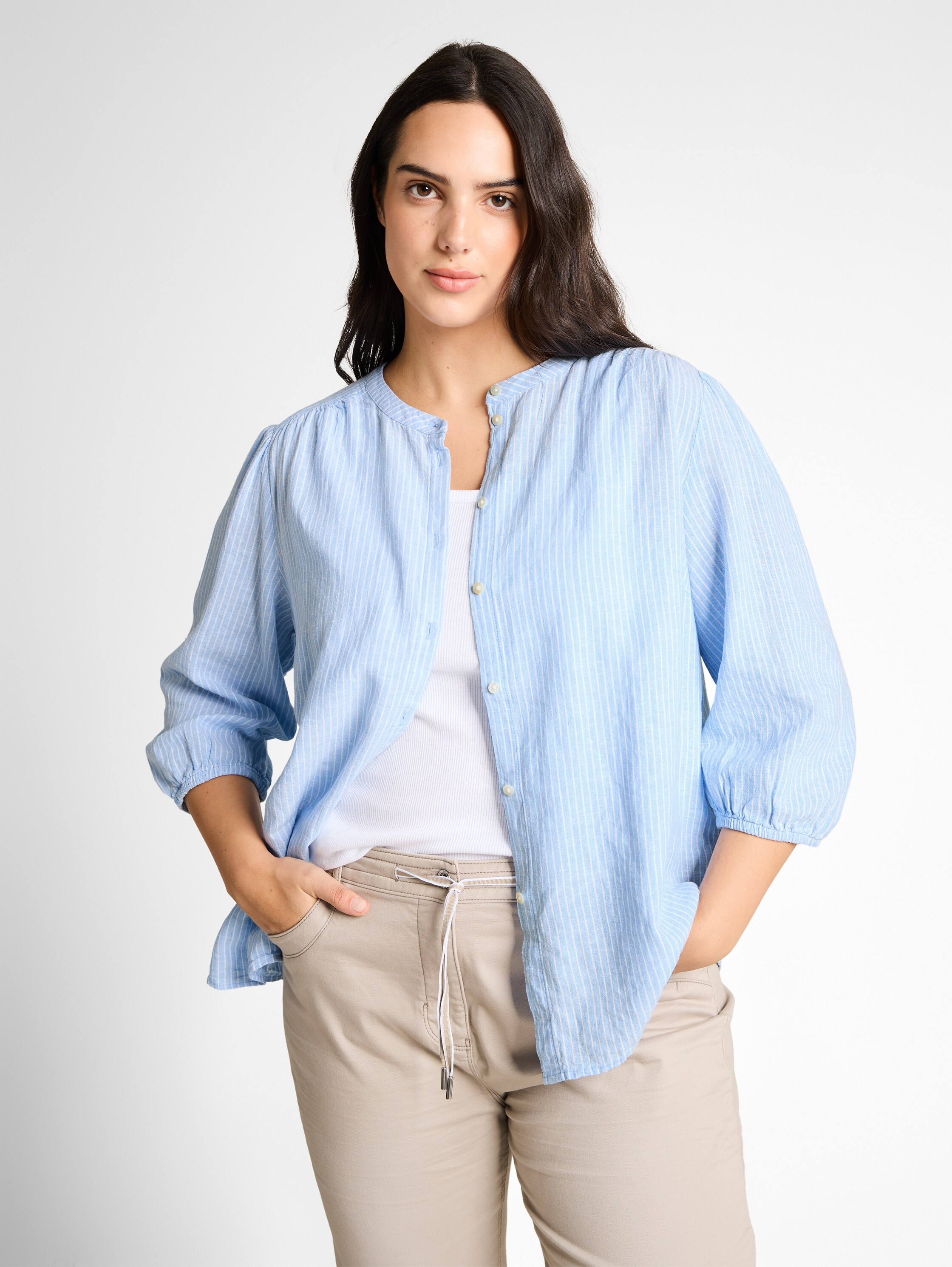 Image of TOM TAILOR PLUS Schluppenbluse mit Streifen-Design