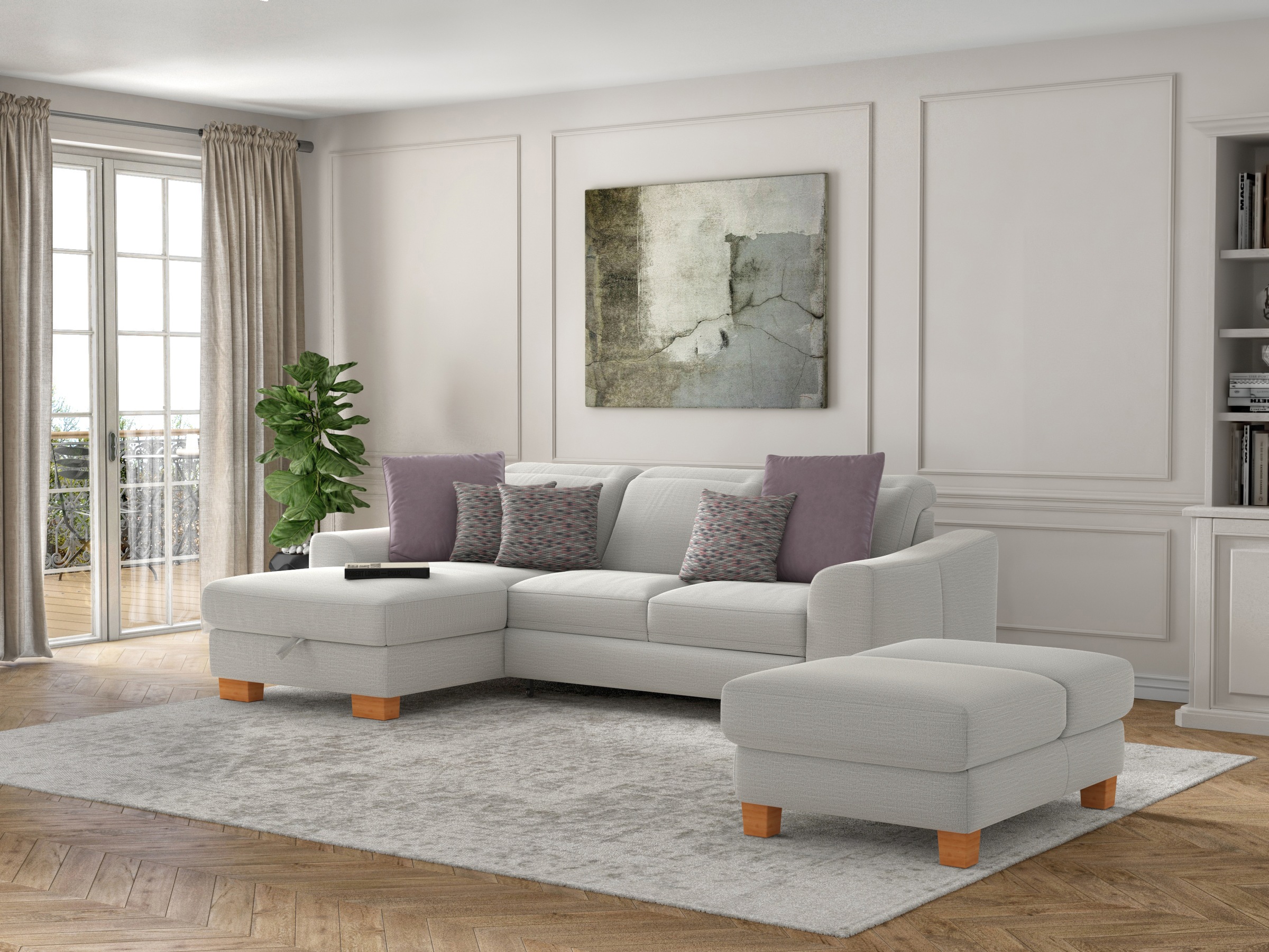 sit&more Polsterhocker »Dundee«, mit Klappfunktion, Federkern und hochwertigen Massivholzfüssen