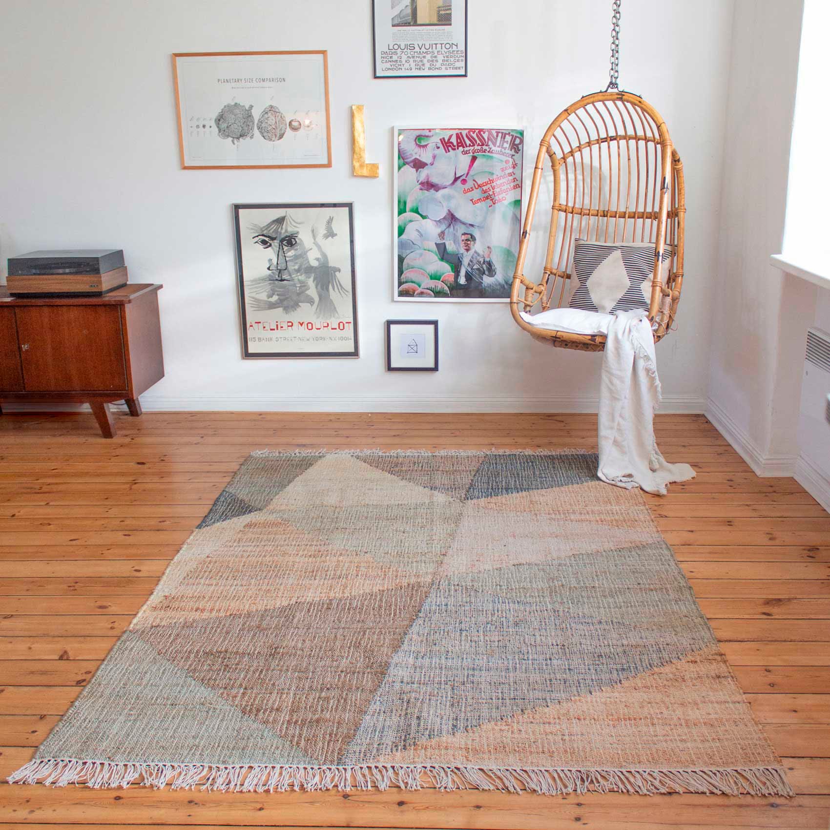 Teppich Looop Naturfaser Fransen, Teppich mit mit aus rechteckig, »Vincent Baumwolle, Green günstig Wohnzimmer GL-82111«, Jute kaufen