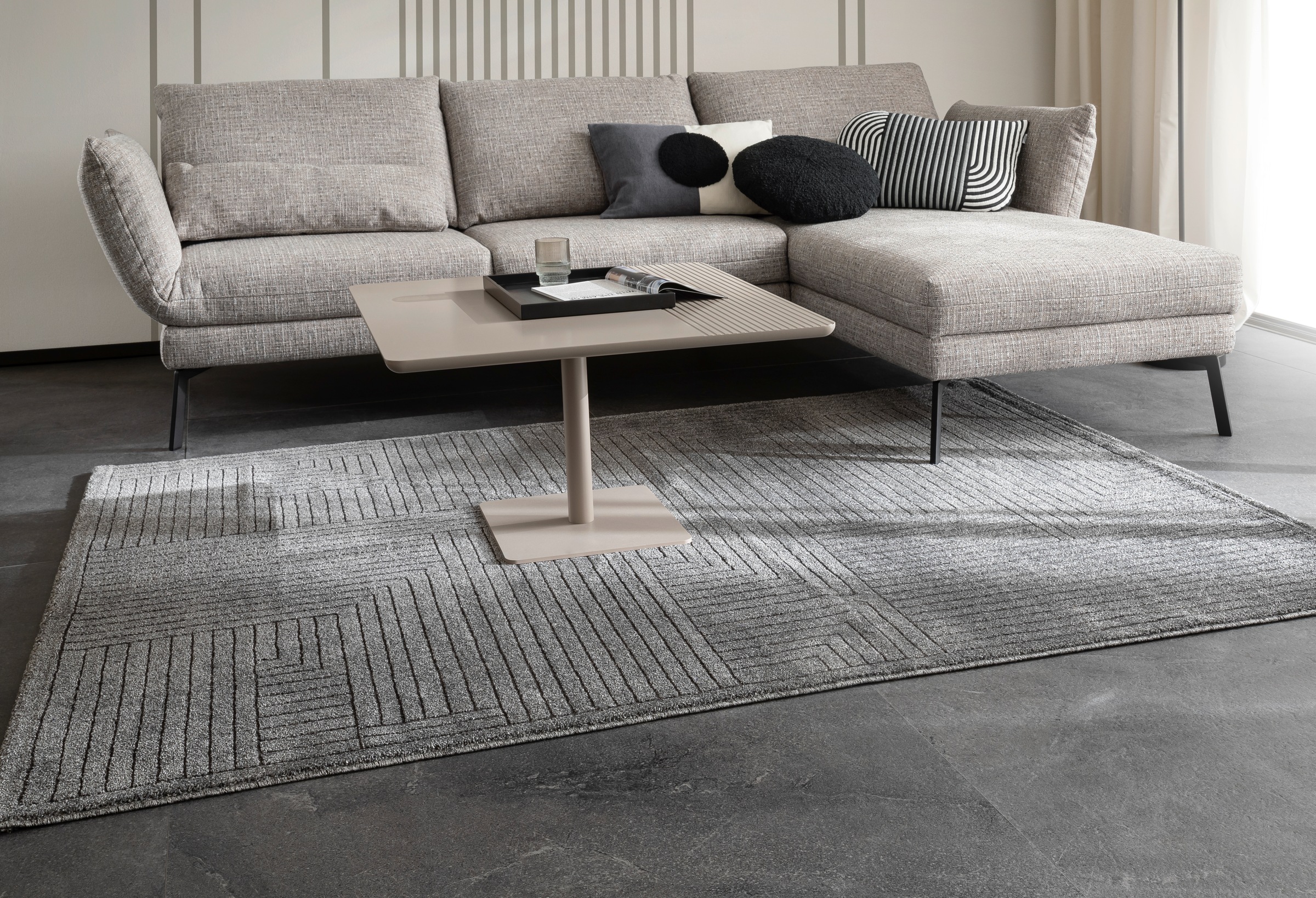 SCHÖNER WOHNEN-Kollektion Teppich »Pure 6317-242«, rechteckig, 22 mm Höhe, Kurzflor, Hoch Tief Struktur, Wohnzimmer, Schöner Wohnen Kollektion