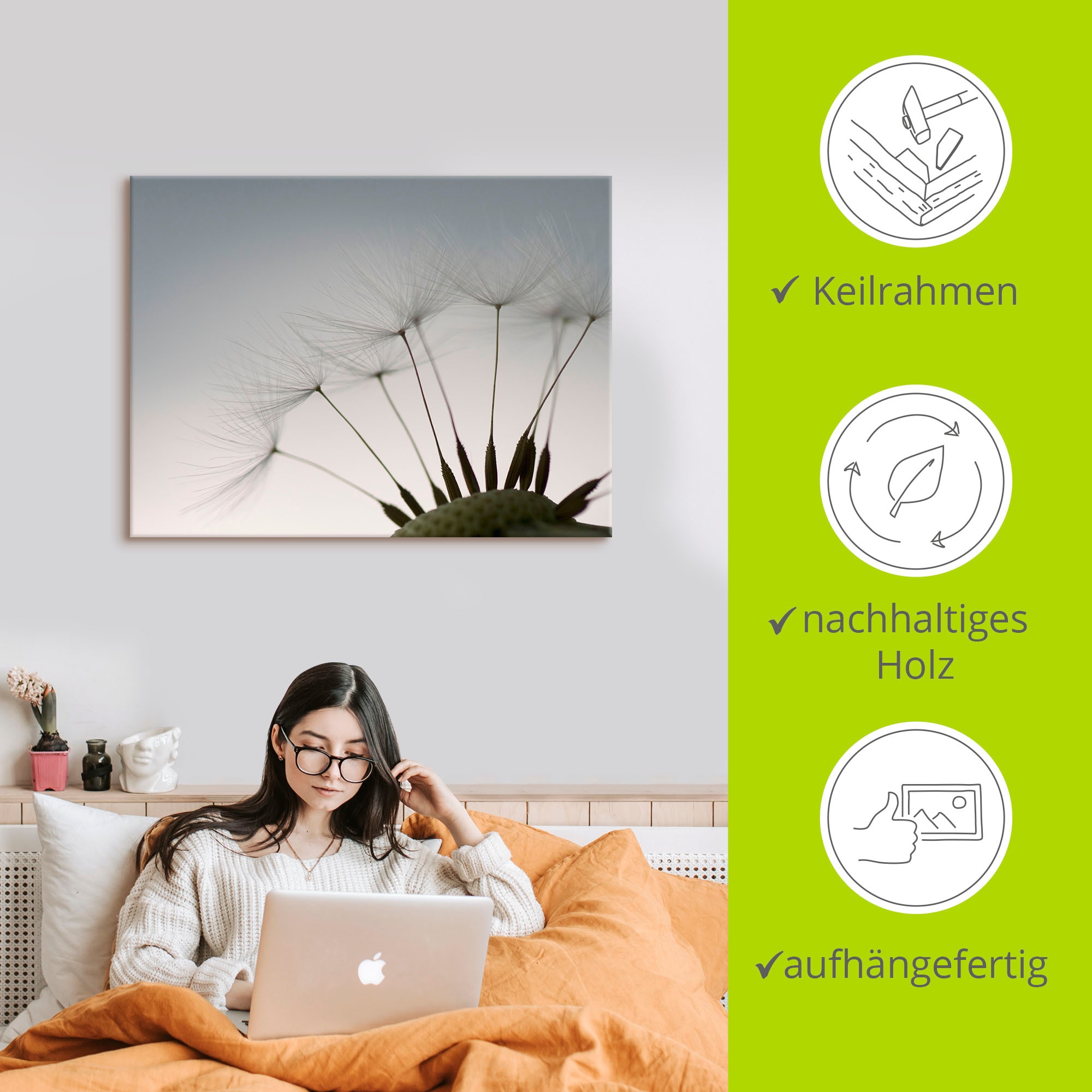 Artland Leinwandbild »Pusteblumen-Samen I« Blumen 1 Stk. tlg. auf Holzrahmen gespannt