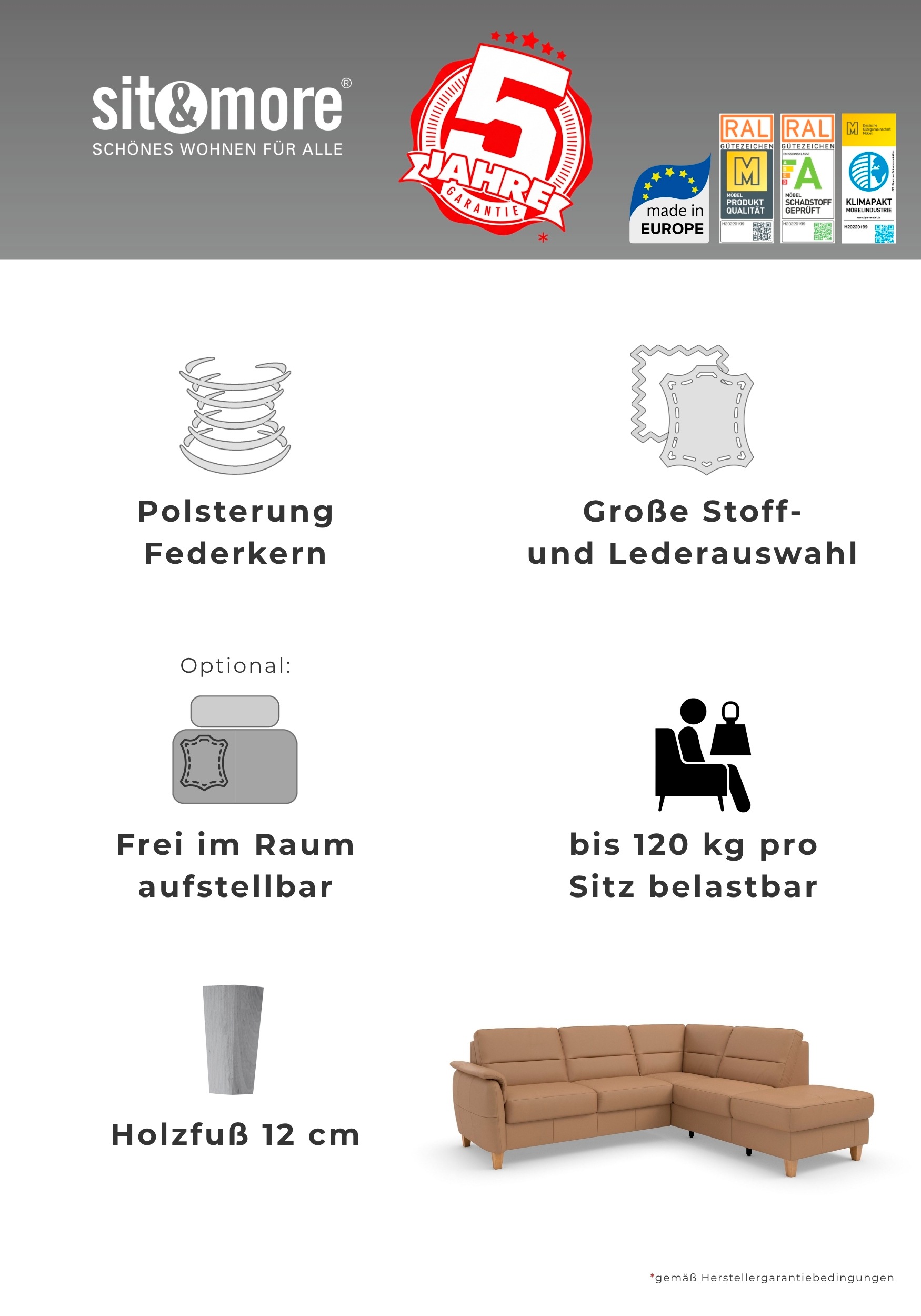 Home affaire Sessel "Palmera, B: 70 cm" mit Federkern