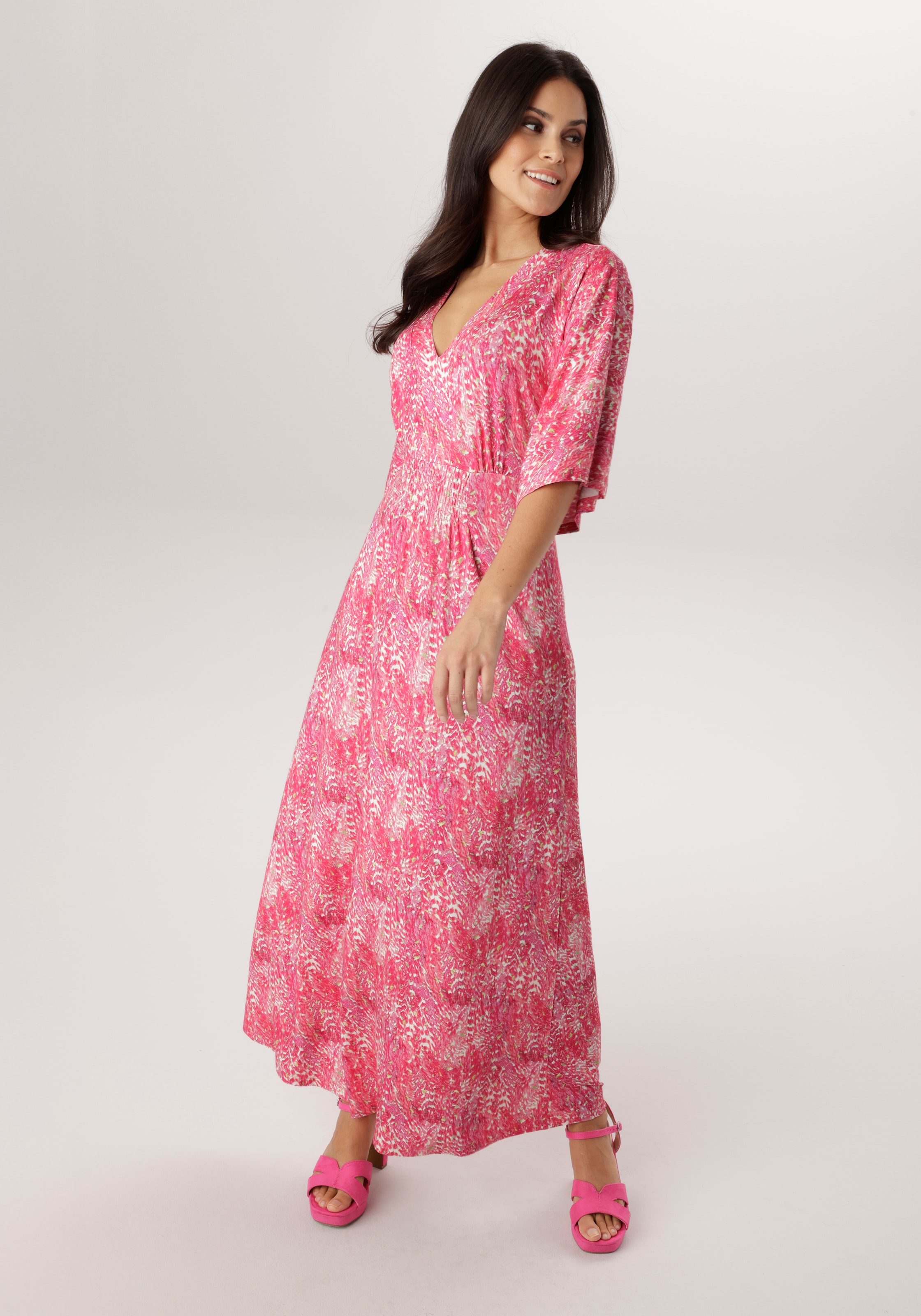 Aniston SELECTED Maxi robe mit weiten, 3/4-langen Ärmeln - NEUE KOLLEKTION