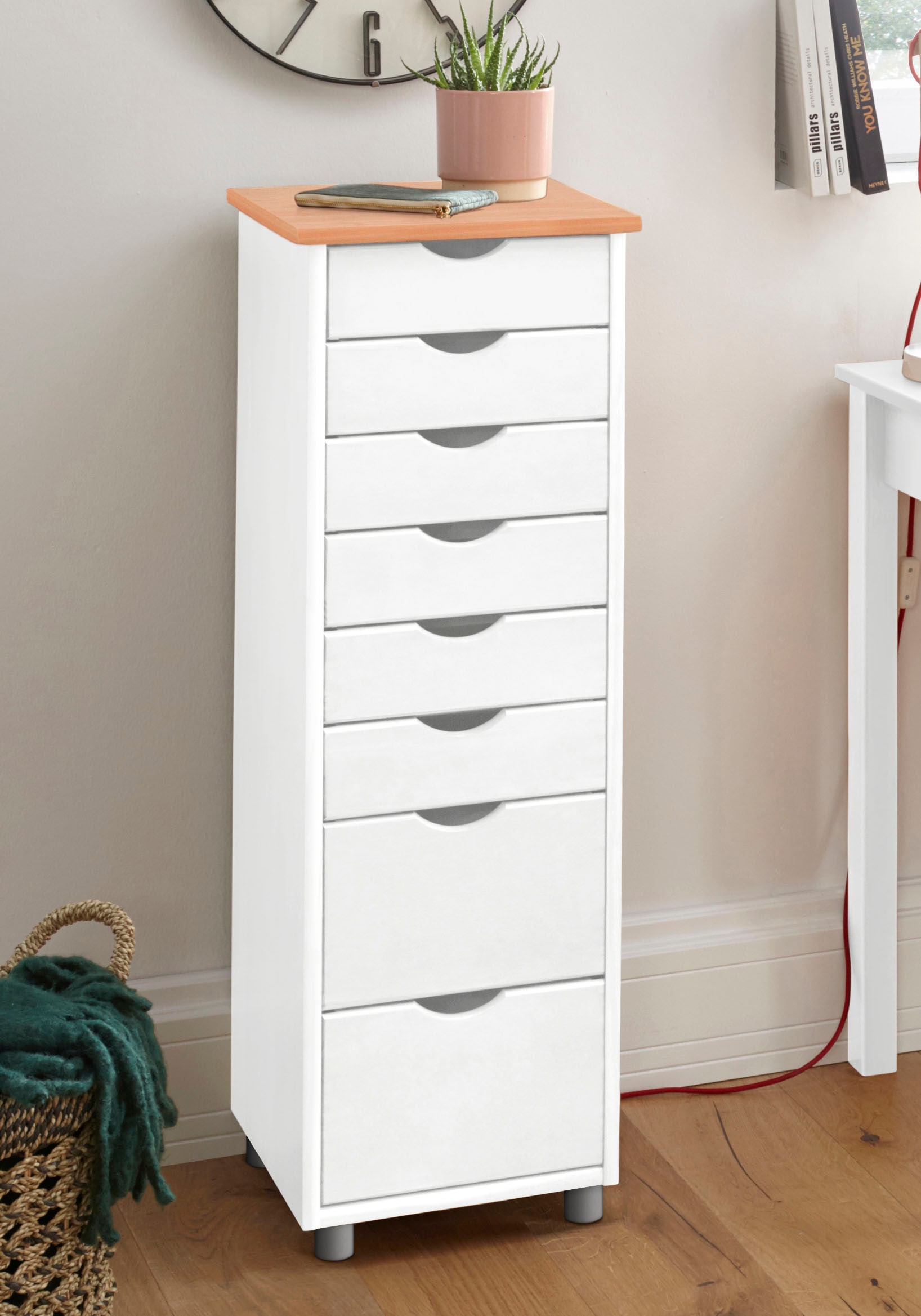 INOSIGN Kommode »Gava« massives Kiefernholz, mit vielen Stauraummöglichkeiten, Breite 34 cm