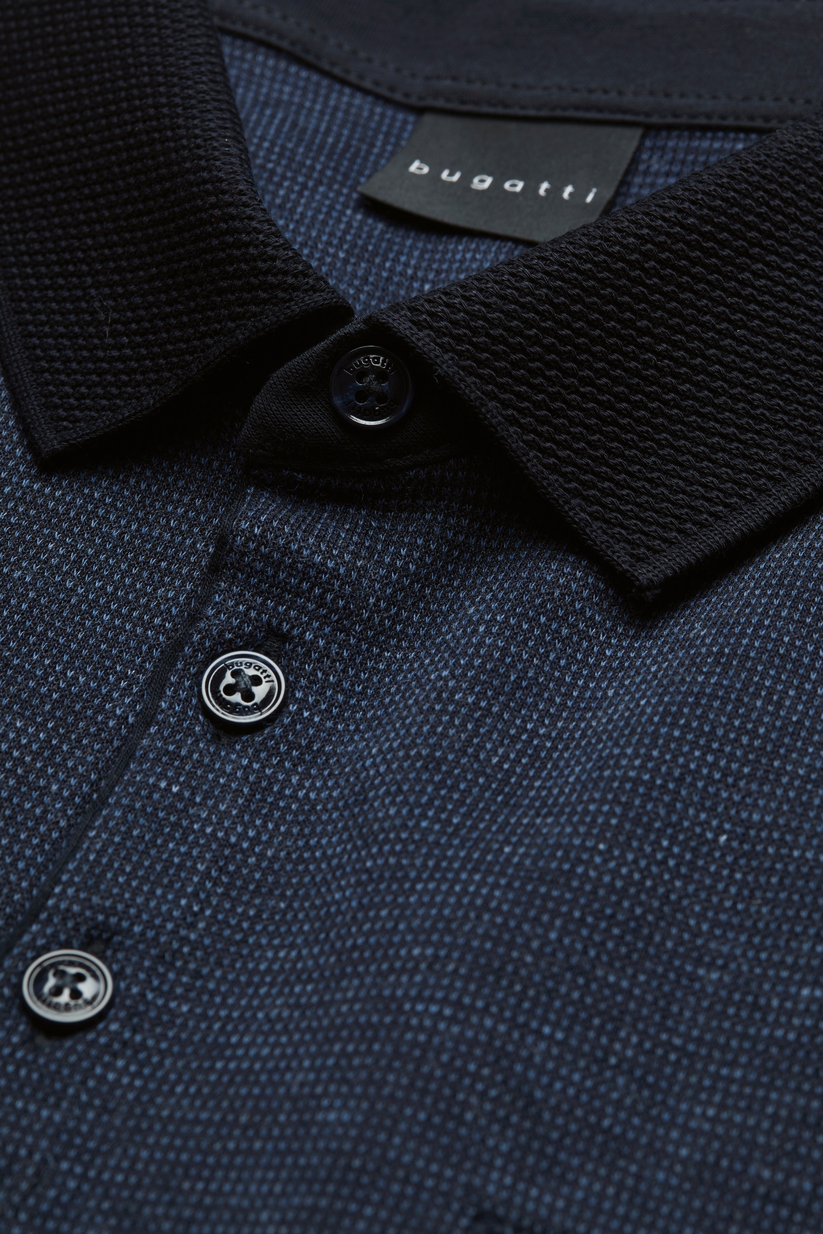 bugatti Langarm-Poloshirt, in 2-tone-Optik