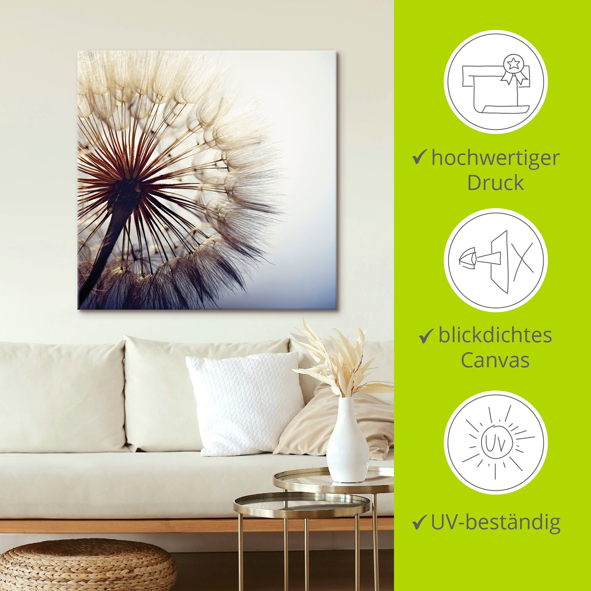 Artland Wandbild »Grosse Pusteblume«, Blumen, (1 St.), als Alubild, Outdoorbild, Leinwandbild, Poster, Wandaufkleber