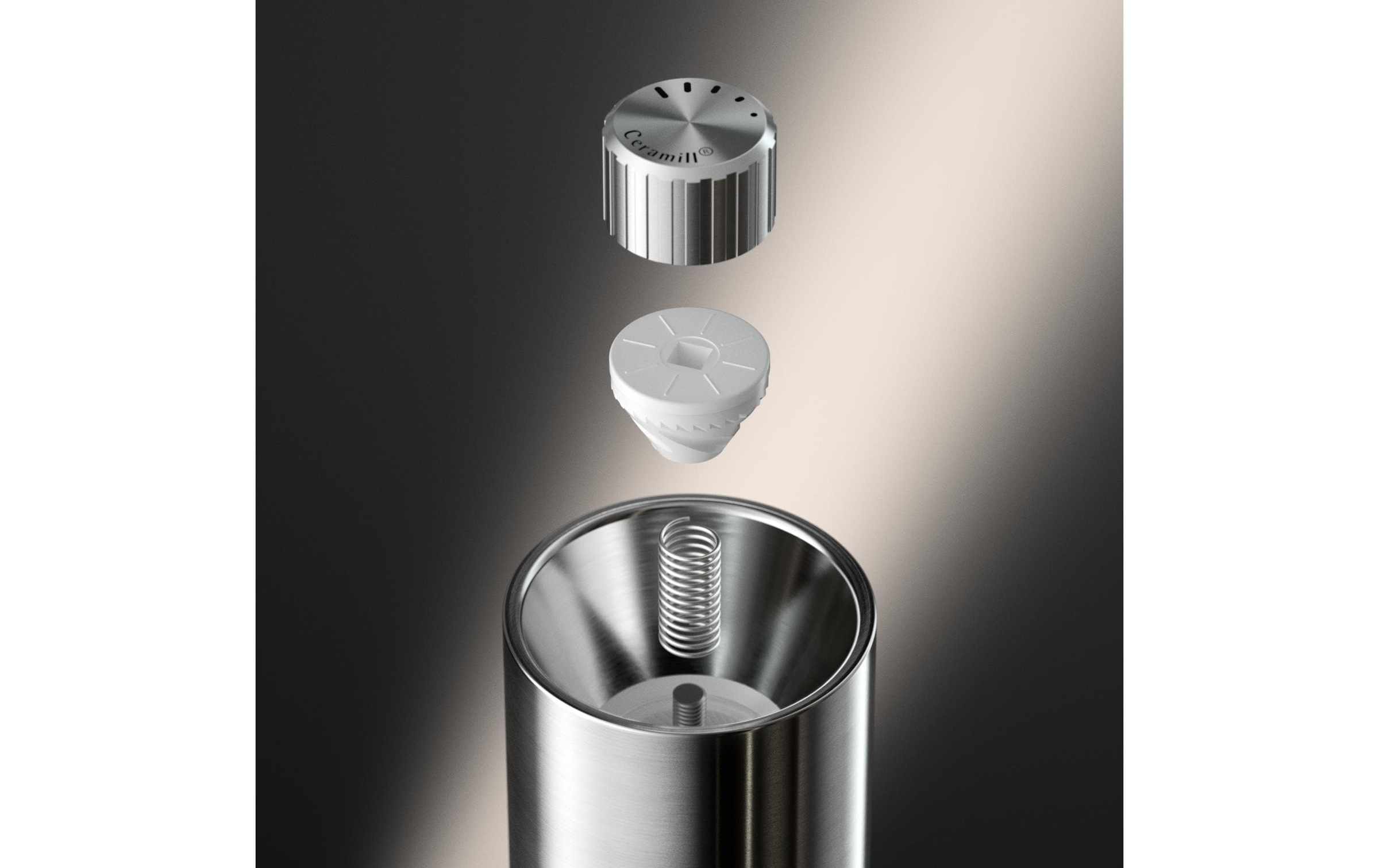 WMF Gewürzmühle »Signature Pro, aus Edelstahl« Keramikmahlwerk, einstellbarer Mahlgrad, magnetischer Deckel