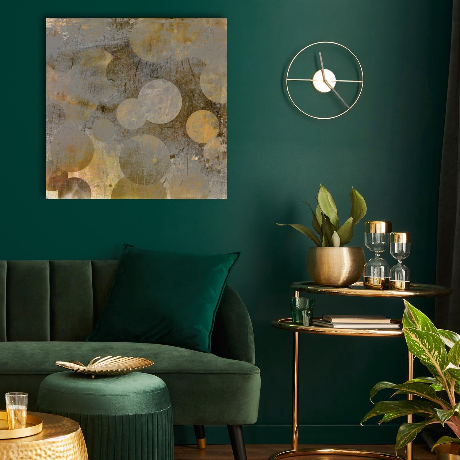 Image of queence XXL-Wandbild "Akustikbild Abstrakt Gold" Abstrakt Abstrakte Art Formen Gemälde Kunst 1 Stk. tlg. Einfache Akustiklösung ohne Baumassnahme, Schalldämmung, Paneele