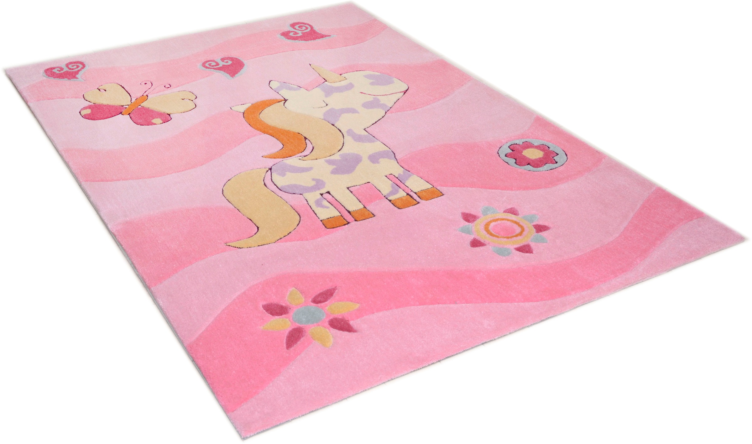 Image of THEKO Kinderteppich »Maui 3034«, rechteckig, 14 mm Höhe, Kurzflor, Motiv Einhorn, handgearbeiteter Konturenschnitt, Kinderzimmer bei Ackermann Versand Schweiz