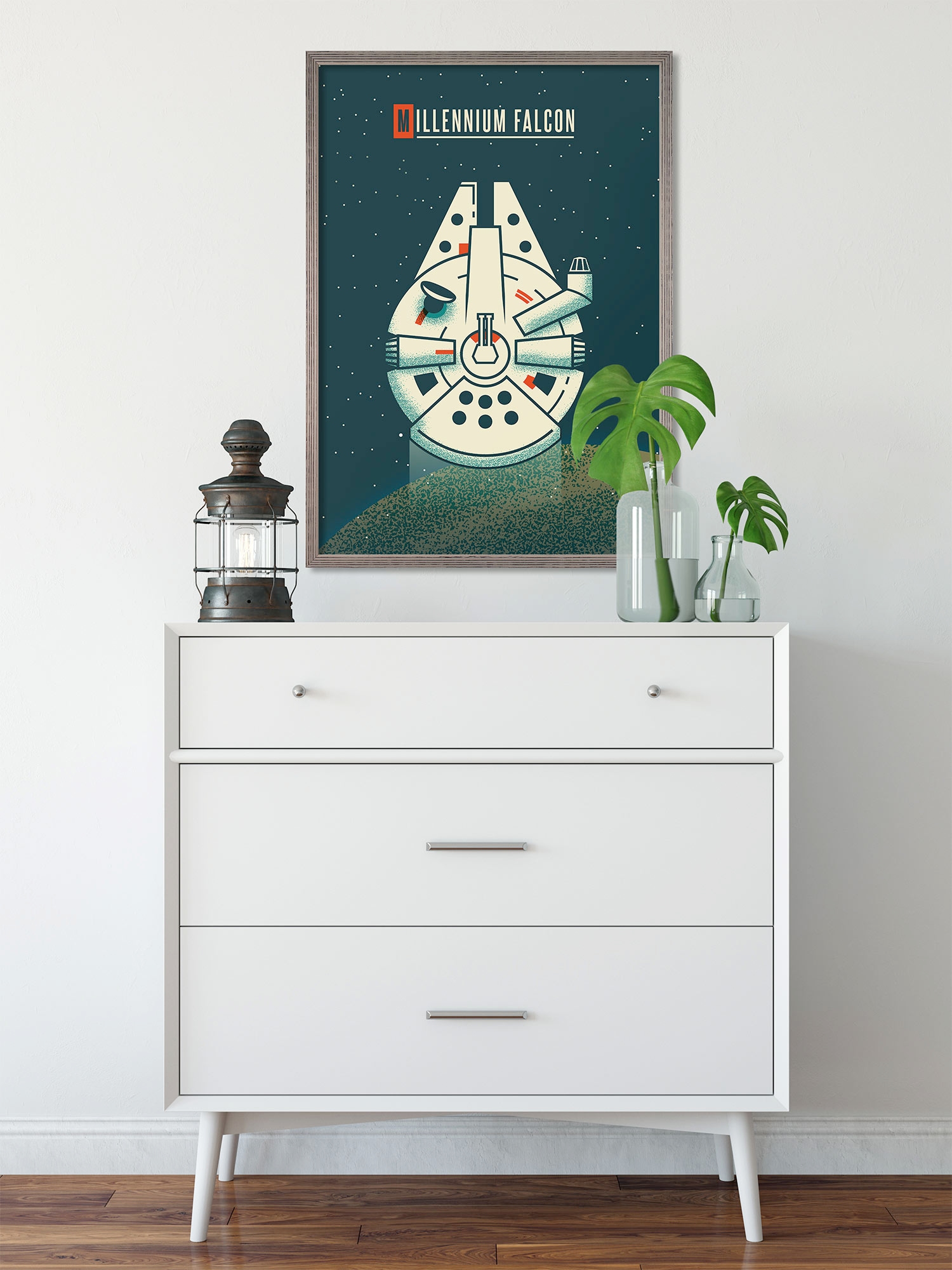 Image of Komar Wandbild "Star Wars Geeky Millennium Falcon" Disney Set, 1 Stk. tlg. 50 x 70 cm (Breite x Höhe) - Kinderzimmer, Dekoration