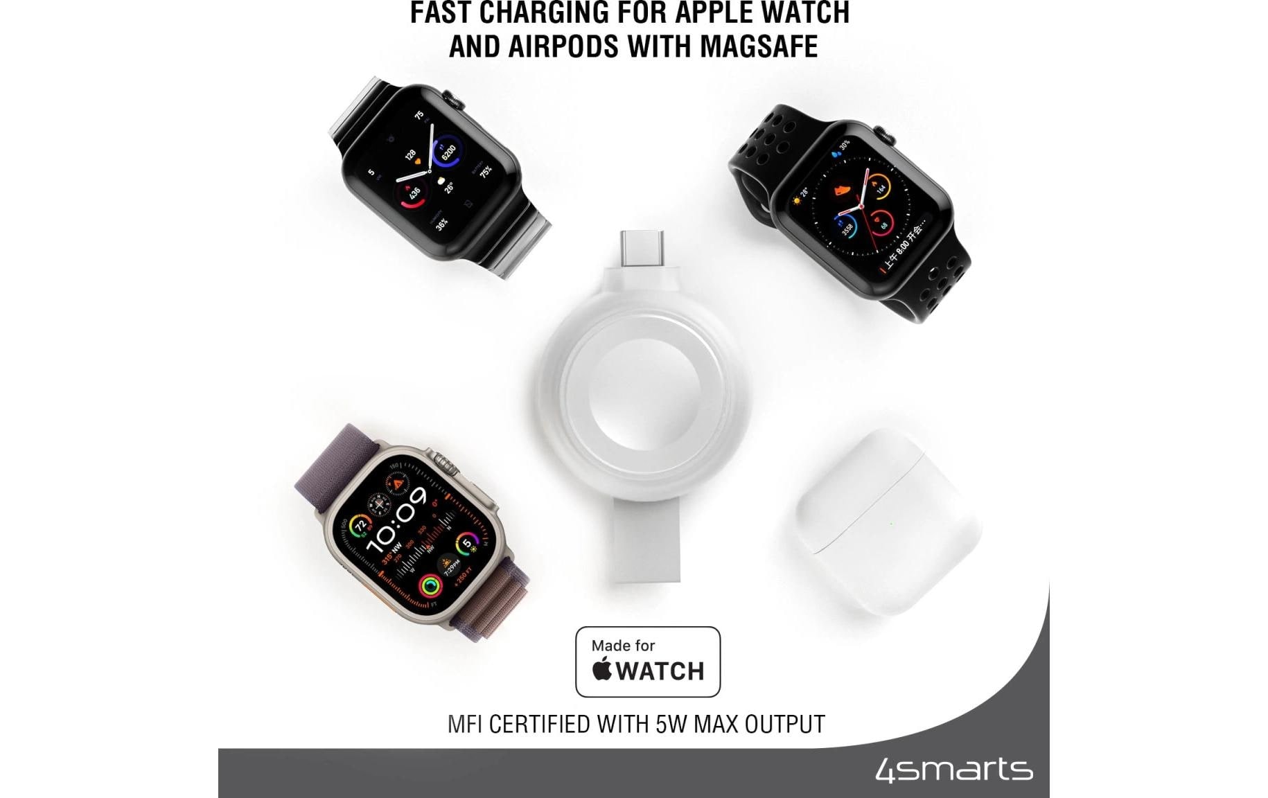 4smarts USB-Kabel »Apple Watch Charger QI2.0 Silberfarben«
