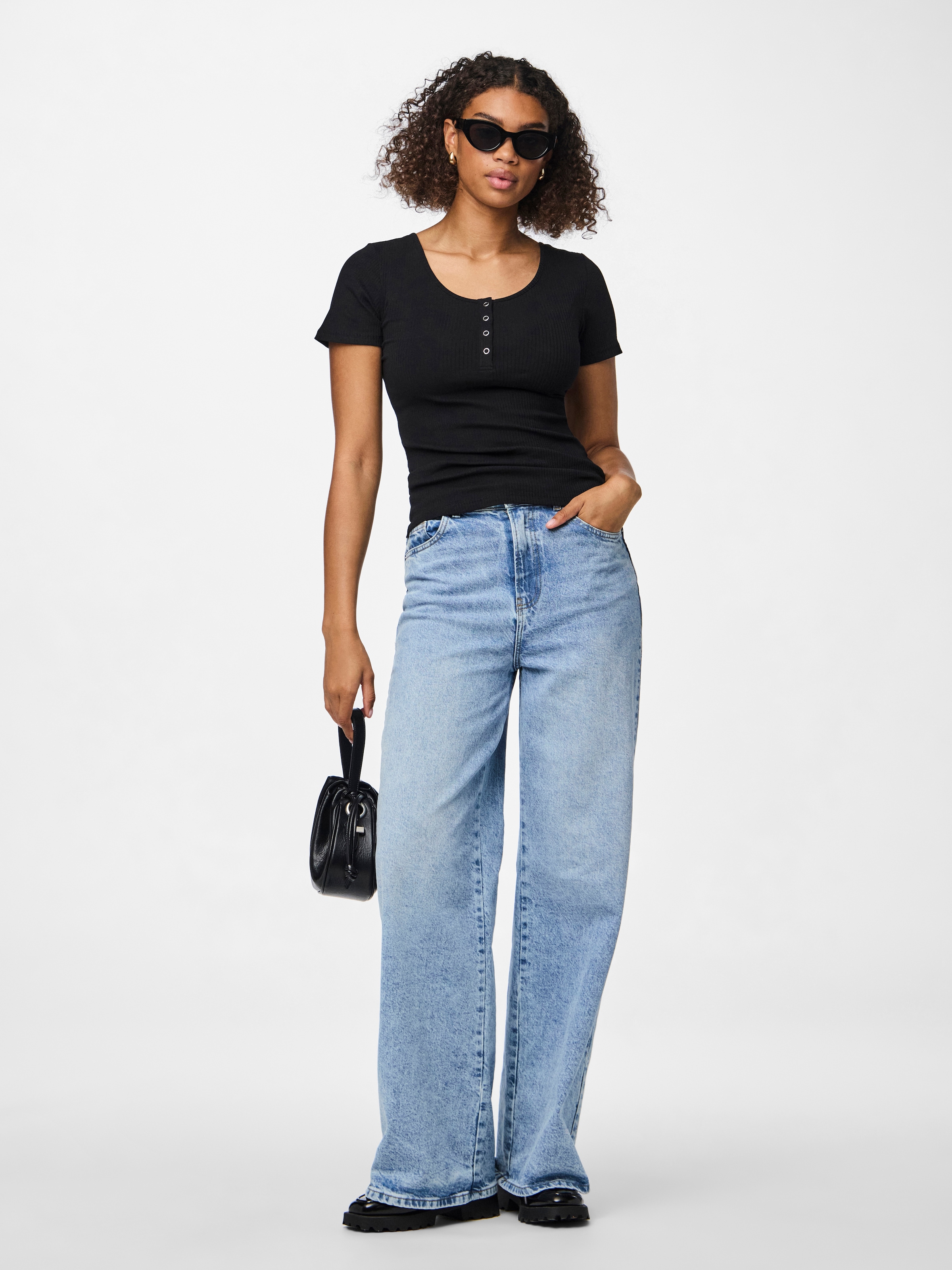 pieces T-shirt à manches courtes »PCKITTE SS TOP NOOS BC« Mélange de coton, coupe slim