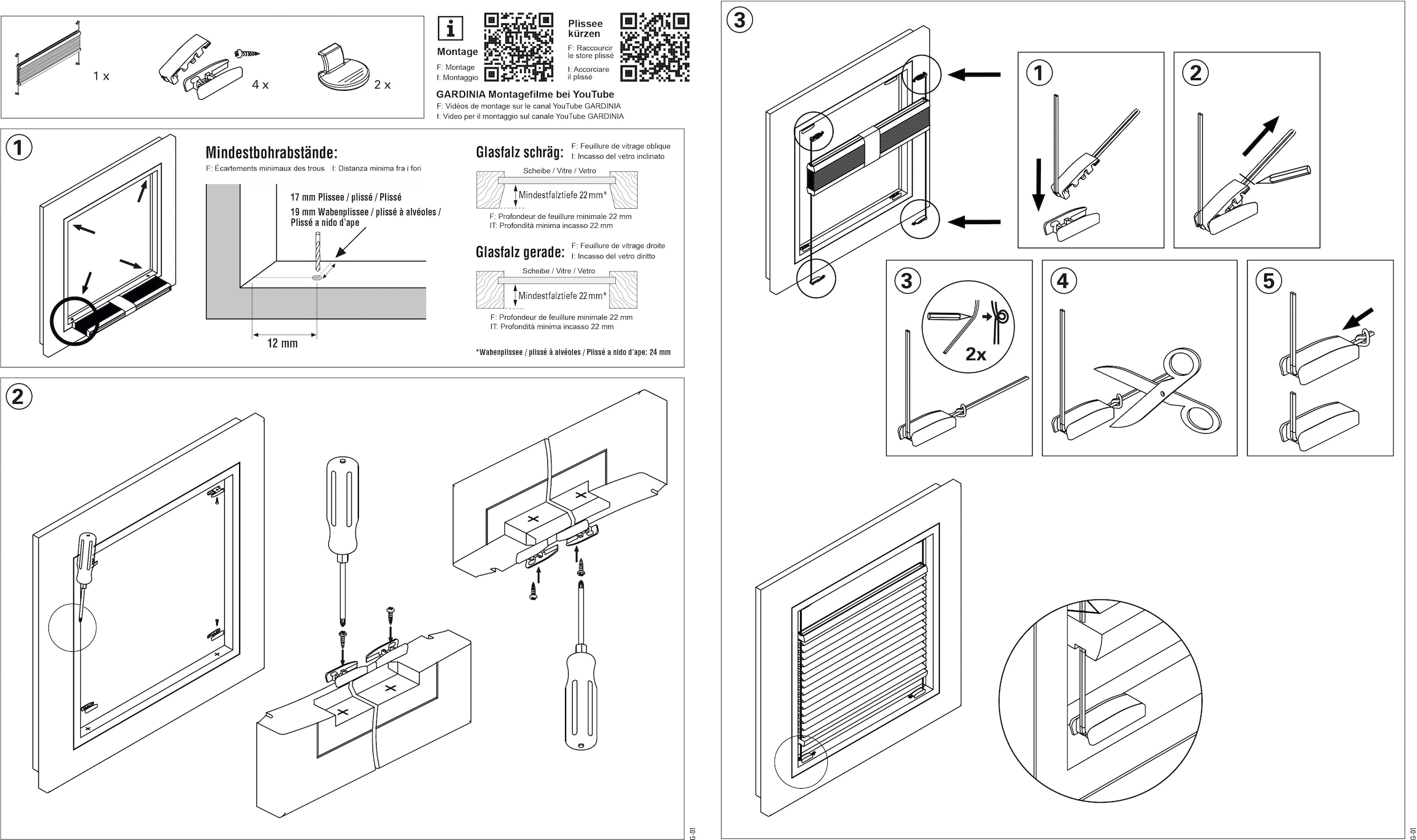 GARDINIA Plissee »Concept Tageslicht« blickdicht mit Bohren verspannt in der Breite kürzbar