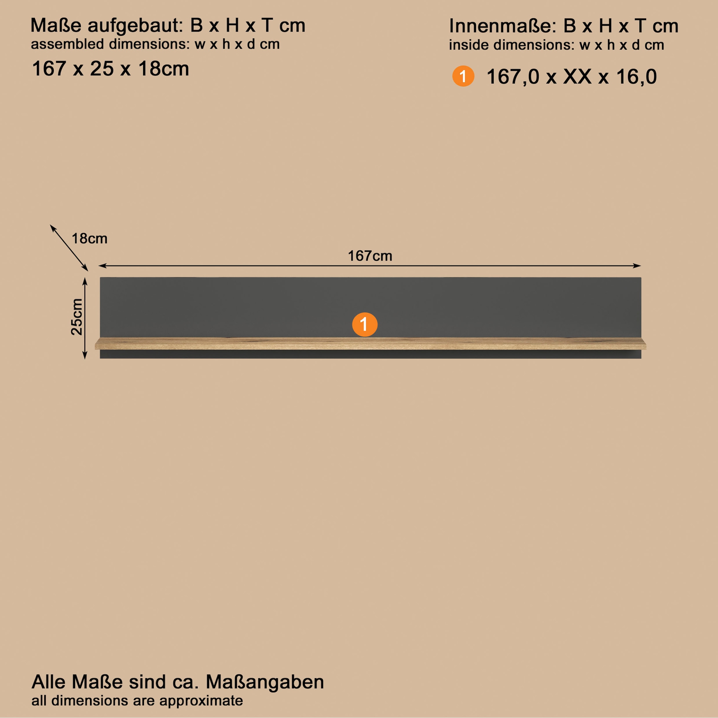 Home affaire Wandboard »Estepona« 1 Stk. tlg. Grosszügige Ablagefläche