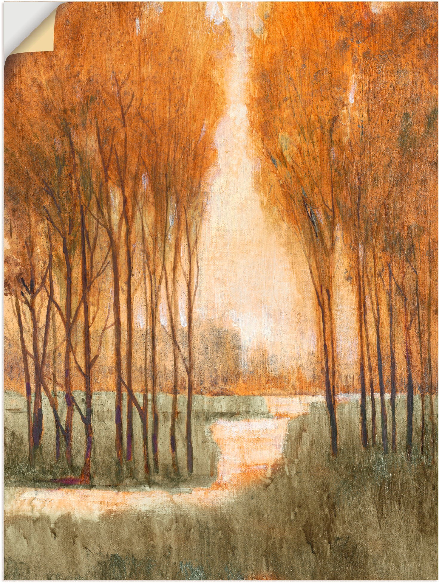 Image of Artland Wandbild »Goldener Wald I«, Wald, (1 St.), in vielen Grössen & Produktarten - Alubild / Outdoorbild für den Aussenbereich, Leinwandbild, Poster, Wandaufkleber / Wandtattoo auch für Badezimmer geeignet bei Ackermann Versand Schweiz