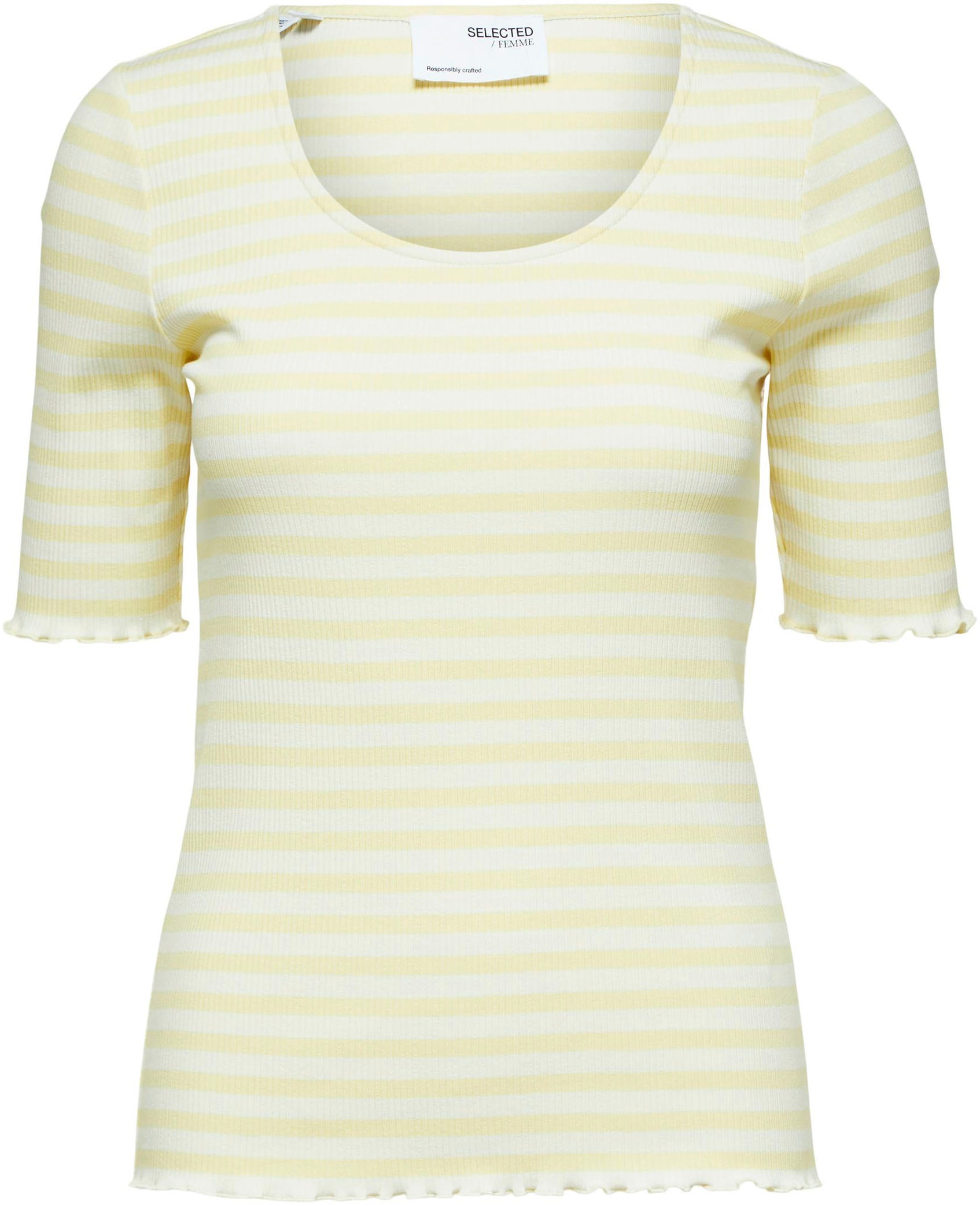 Image of SELECTED FEMME T-Shirt, in Ringeloptik und feiner Rippstruktur mit Stretch bei Ackermann Versand Schweiz