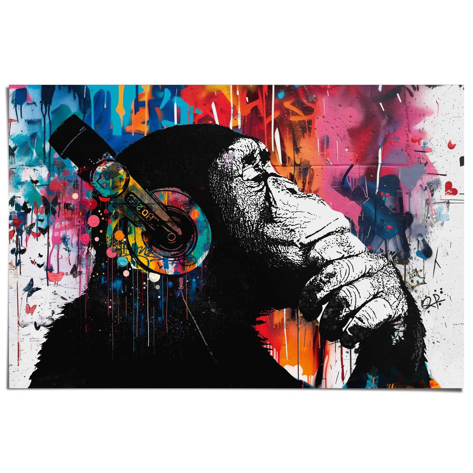 Image of Reinders Poster "Graffiti chimp" Teenager Zimmer - Mehrfarbig - 150 gr. Papier - Street Art