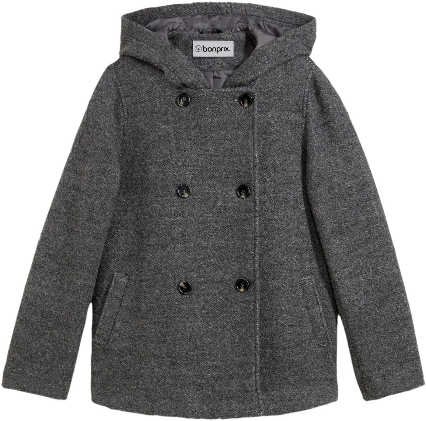 bonprix Cabanjacke mit Kapuze moderner Look, aus kuscheligem Bouclé-Material, mit Kapuze