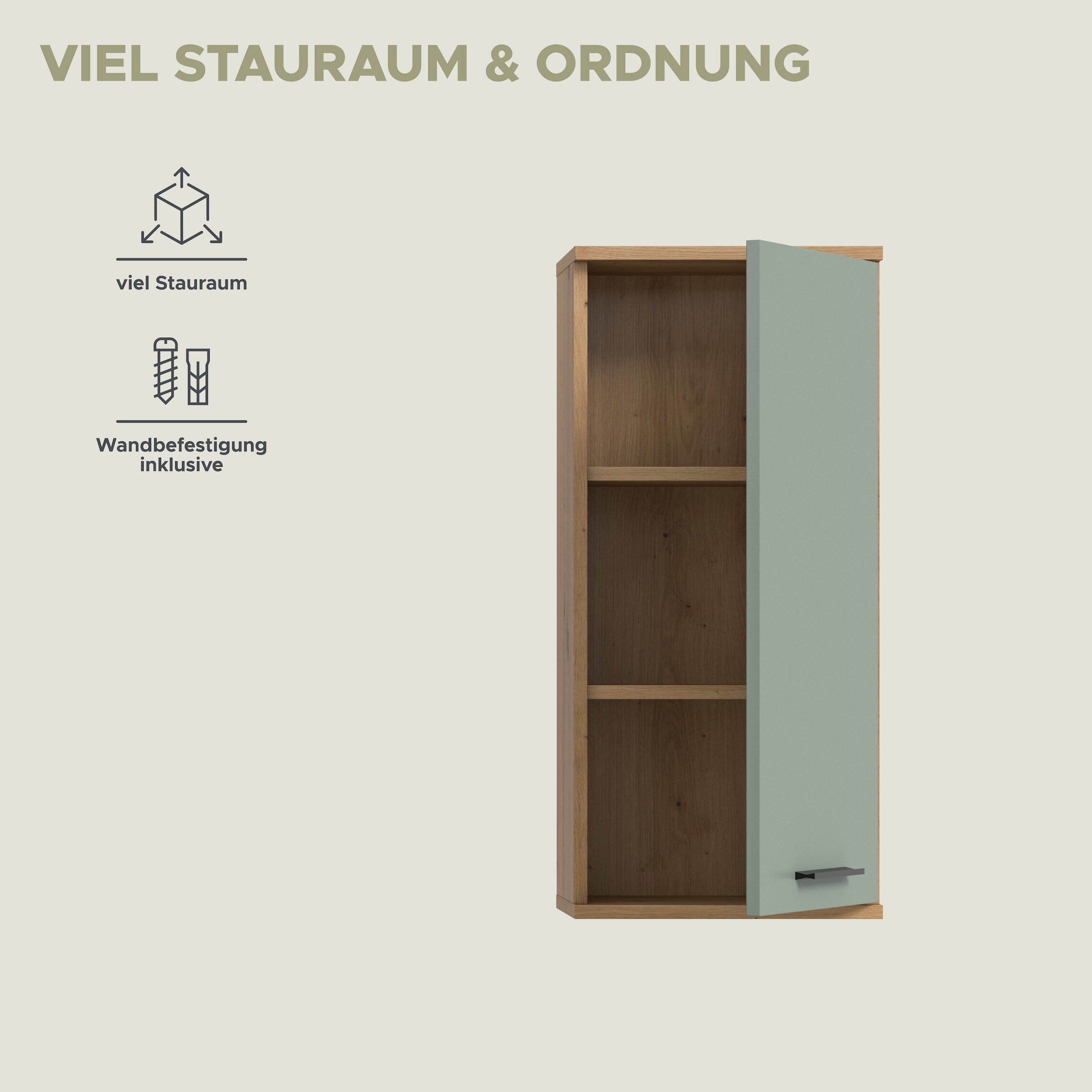 welltime Armoire suspendue »LUCCA, Breite 35cm, 1 Tür (TA wechselbar), 2 Einlegeböden«
