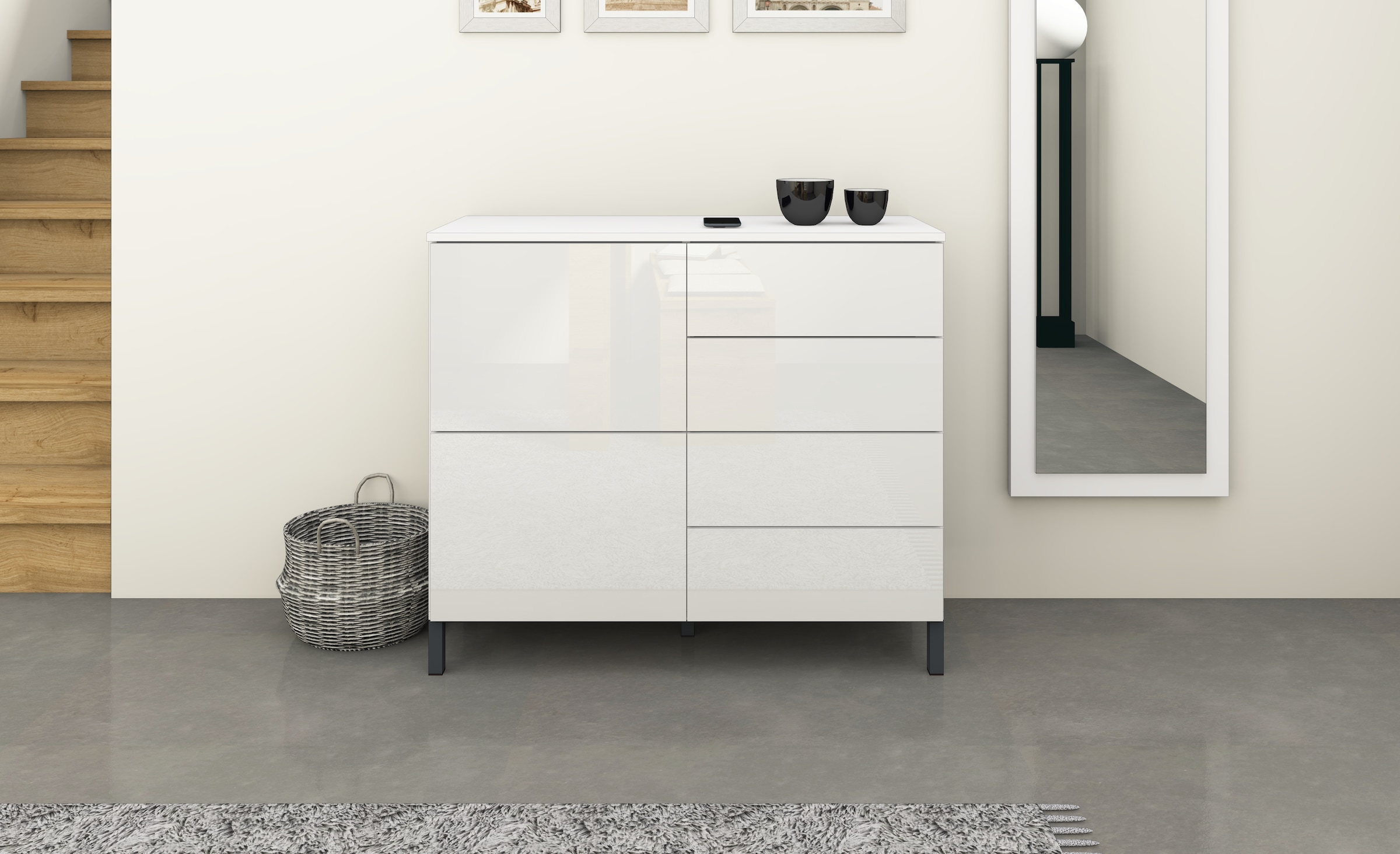 borchardt Möbel Kommode, Drucköffner (Push-To-Open), höhenverstellbare Einlegeböden