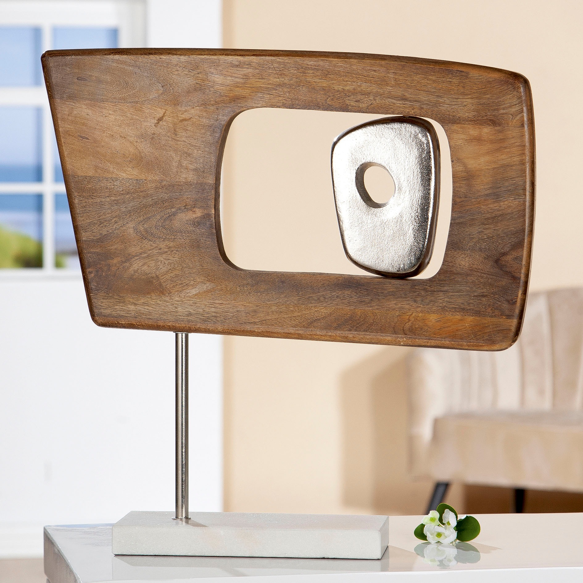 Image of GILDE Dekoobjekt »Skulptur Marcire rechteckig«, (1 St.), Höhe 48 cm, aus Holz und Metall, Wohnzimmer bei Ackermann Versand Schweiz