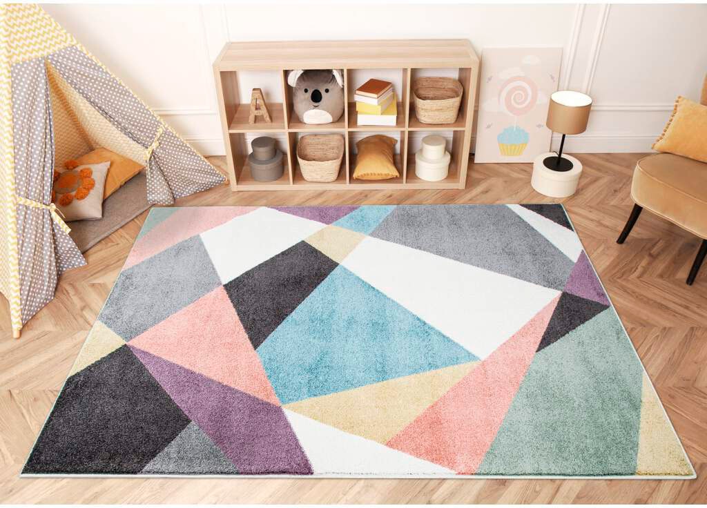 Carpet City Teppich »YOUNG915«, rechteckig, 11 mm Höhe, Bunter Kinderteppich mit Geo-Muster