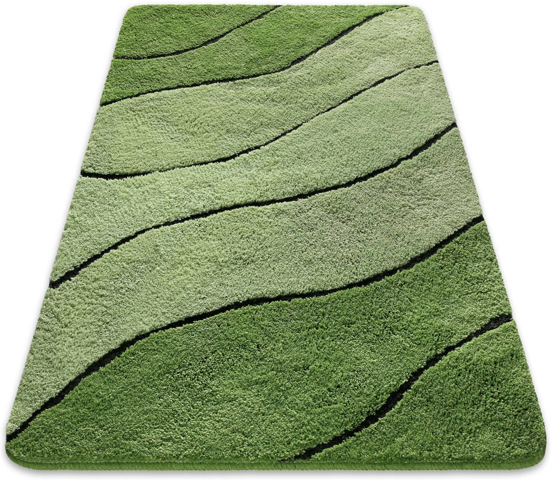 Homie Living Tapis de bain »Monte Cavo« Höhe 25 mm revêtement antidérapant Résistant | compatible chauffage au sol Tapis de bain, motif ondulé, doux, antidérapant, lavable, touffeté
