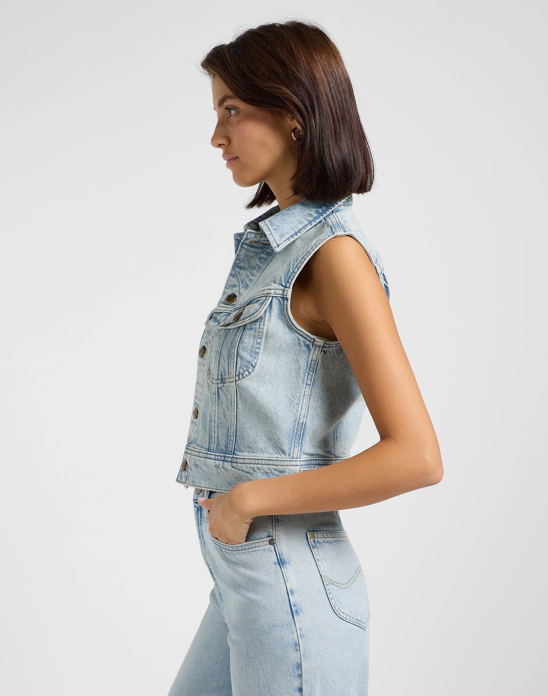 Lee® Veste en jean »Lee Jeansjacke Cropped Rider Vest«